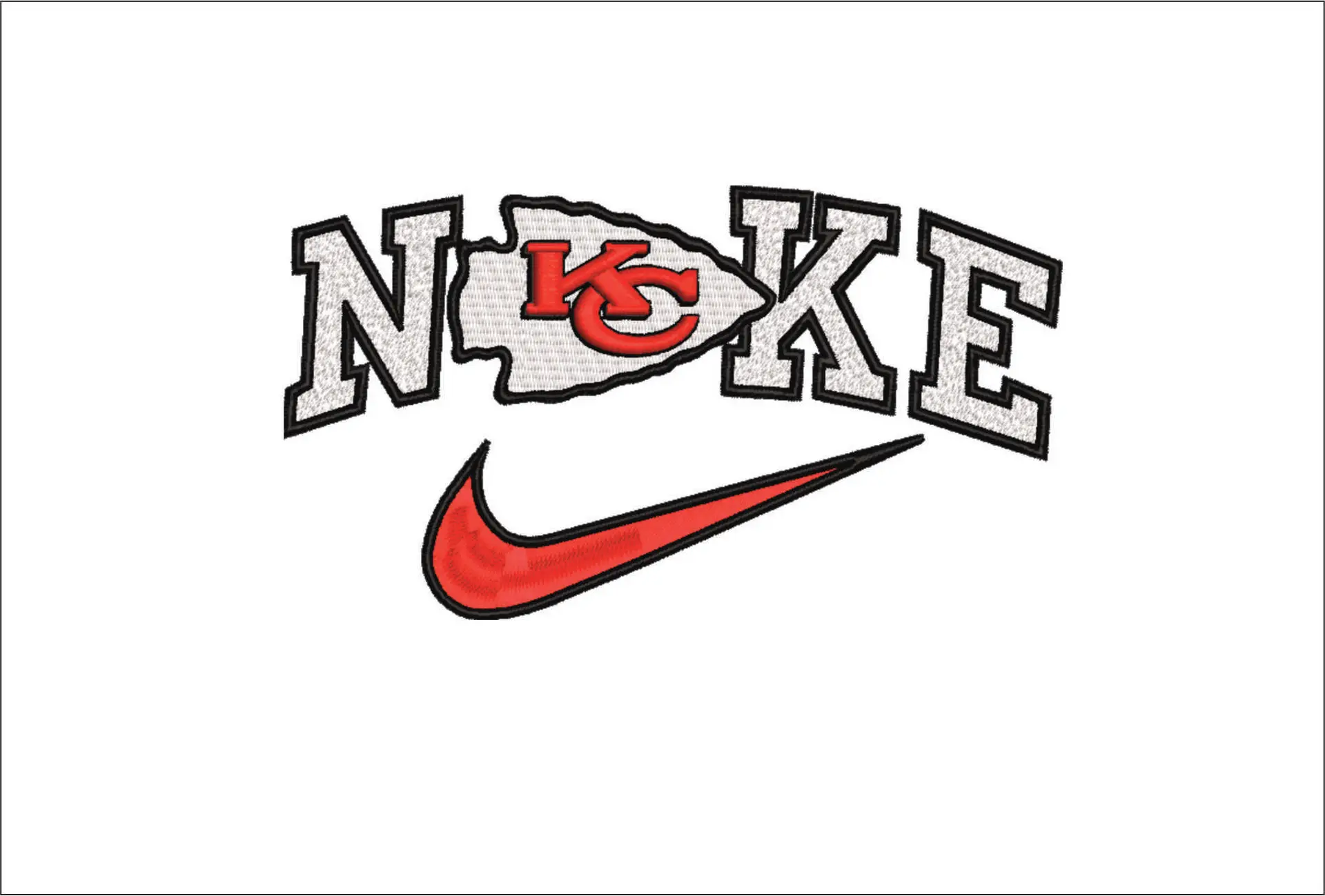Nike Swoosh Kansas City Chiefs - NFL embroidery design file - instant download
