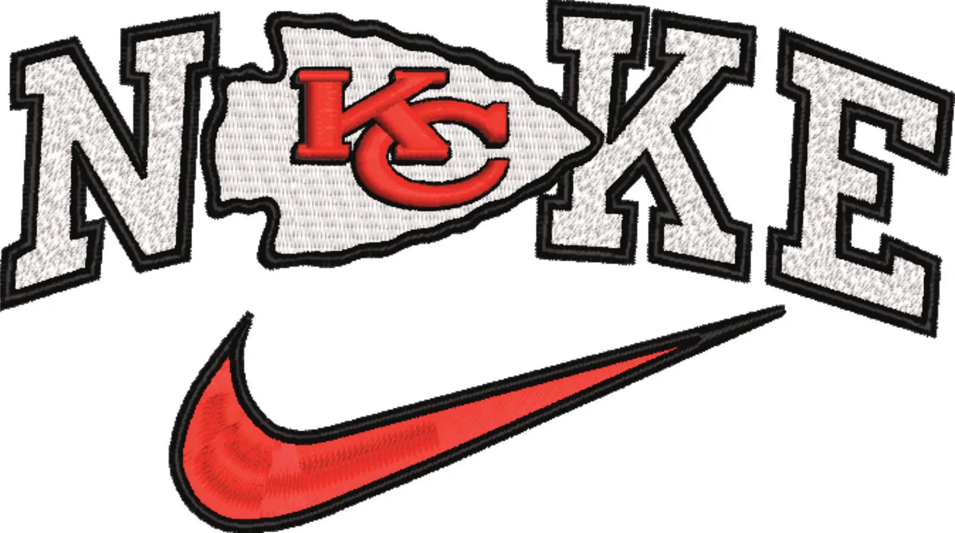 Nike Swoosh Kansas City Chiefs - NFL embroidery design file - instant download — view 4