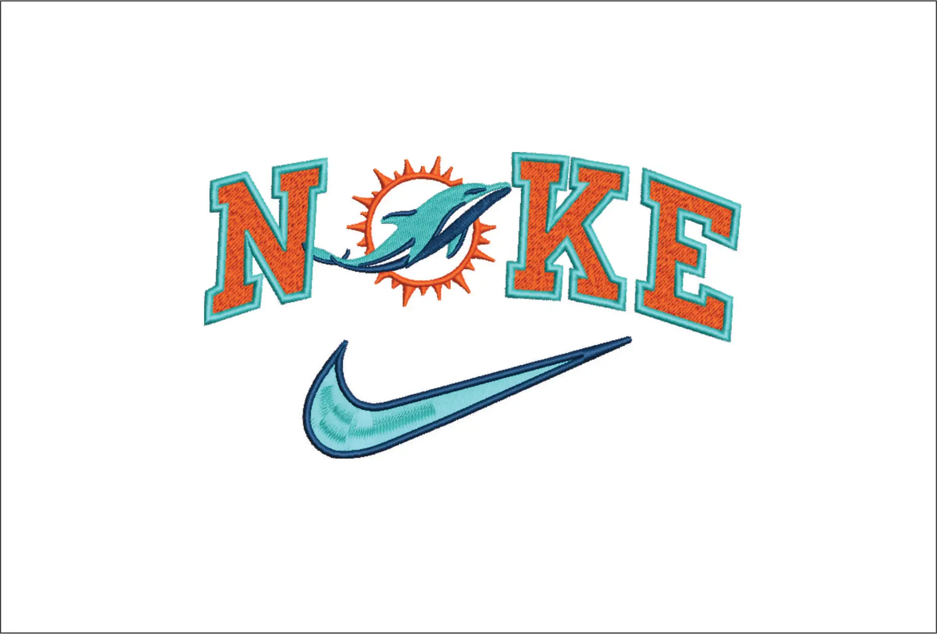 Nike Swoosh Miami Dolphins - NFL embroidery design file - instant download