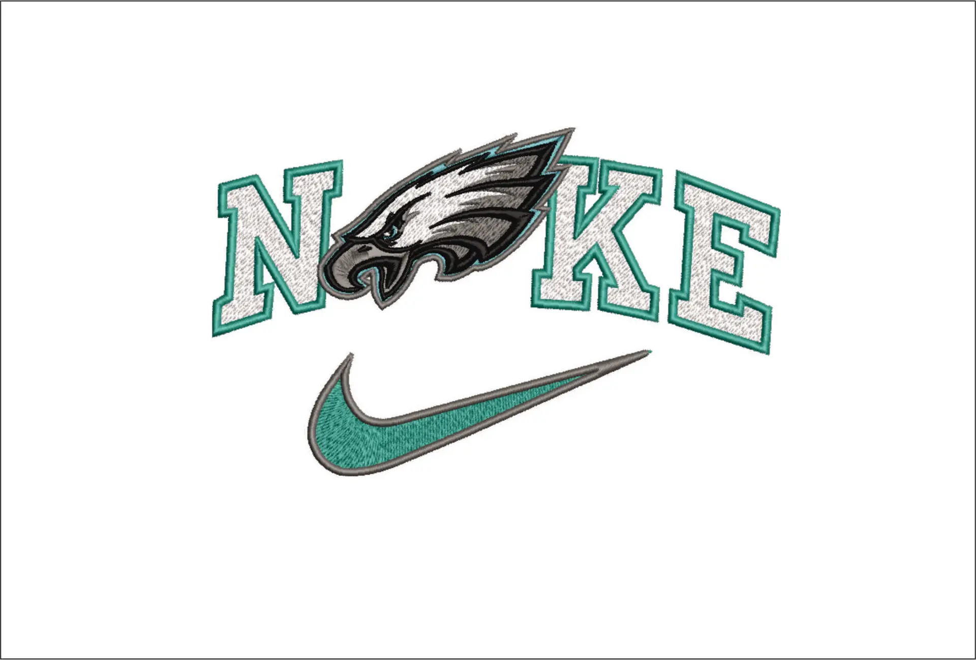 Nike Swoosh Philadelphia Eagles - NFL embroidery design file - instant download