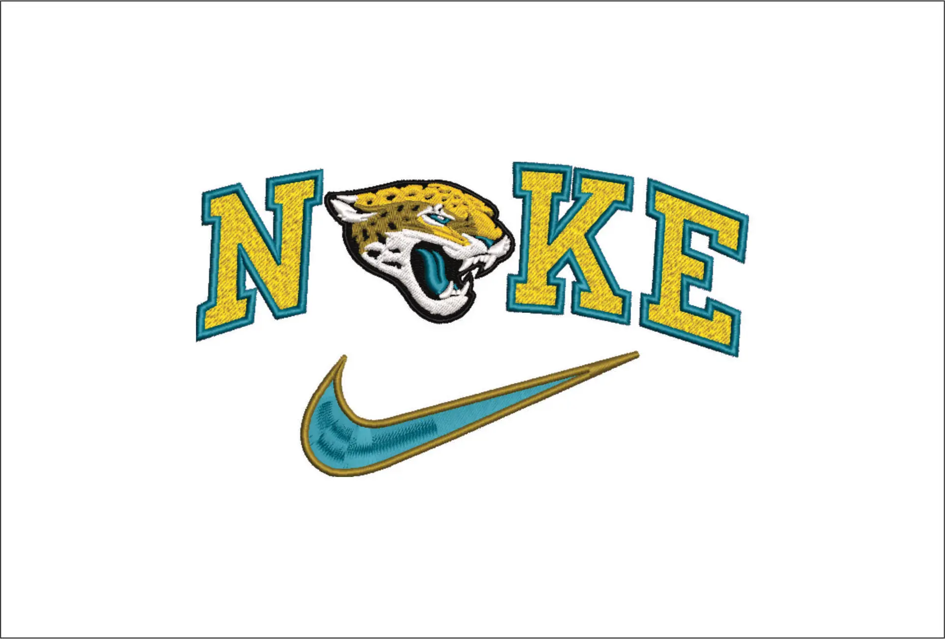 Nike Swoosh Jacksonville Jaguars  - NFL embroidery design file - instant download