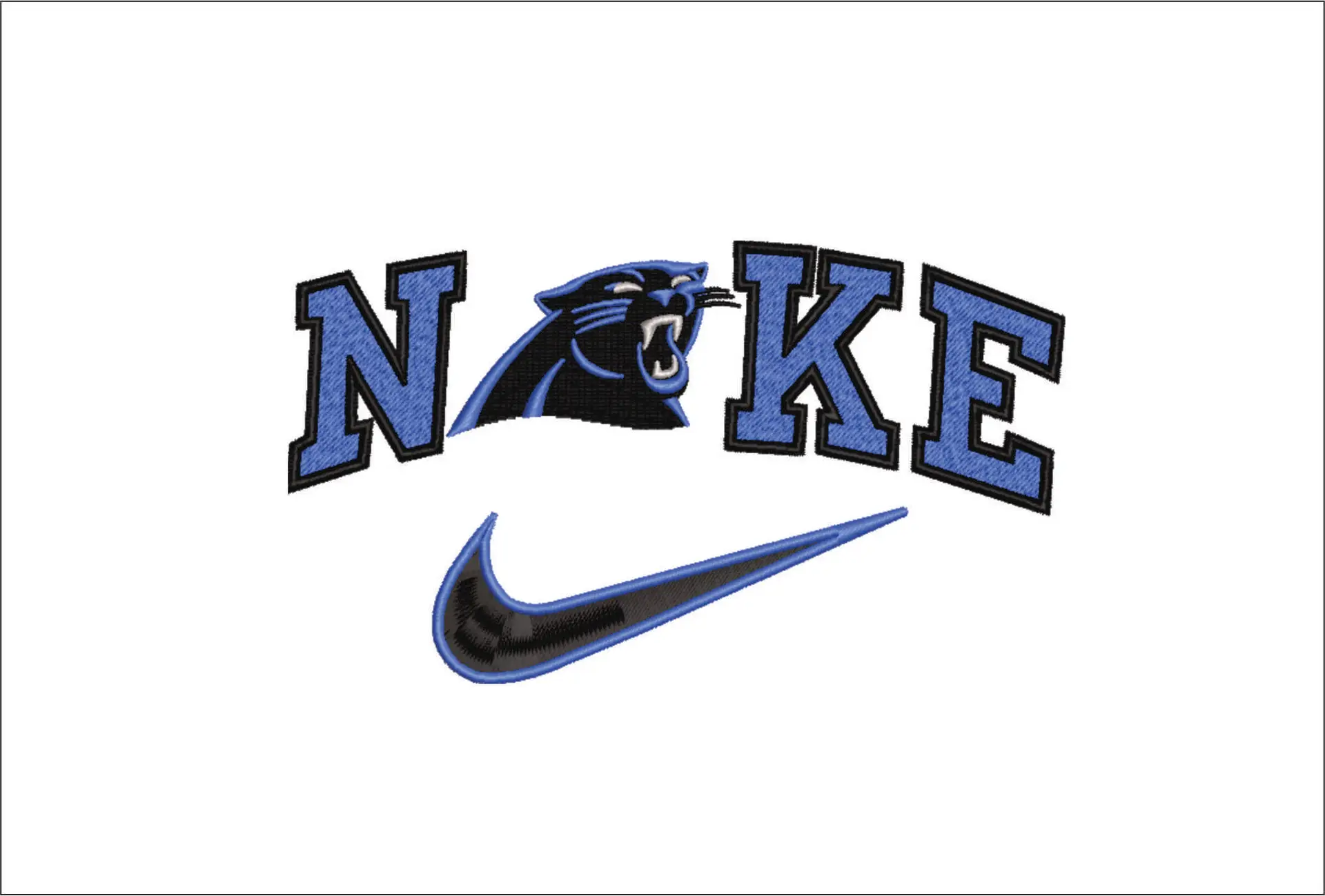 Nike Swoosh Carolina Panthers  - NFL embroidery design file - instant download