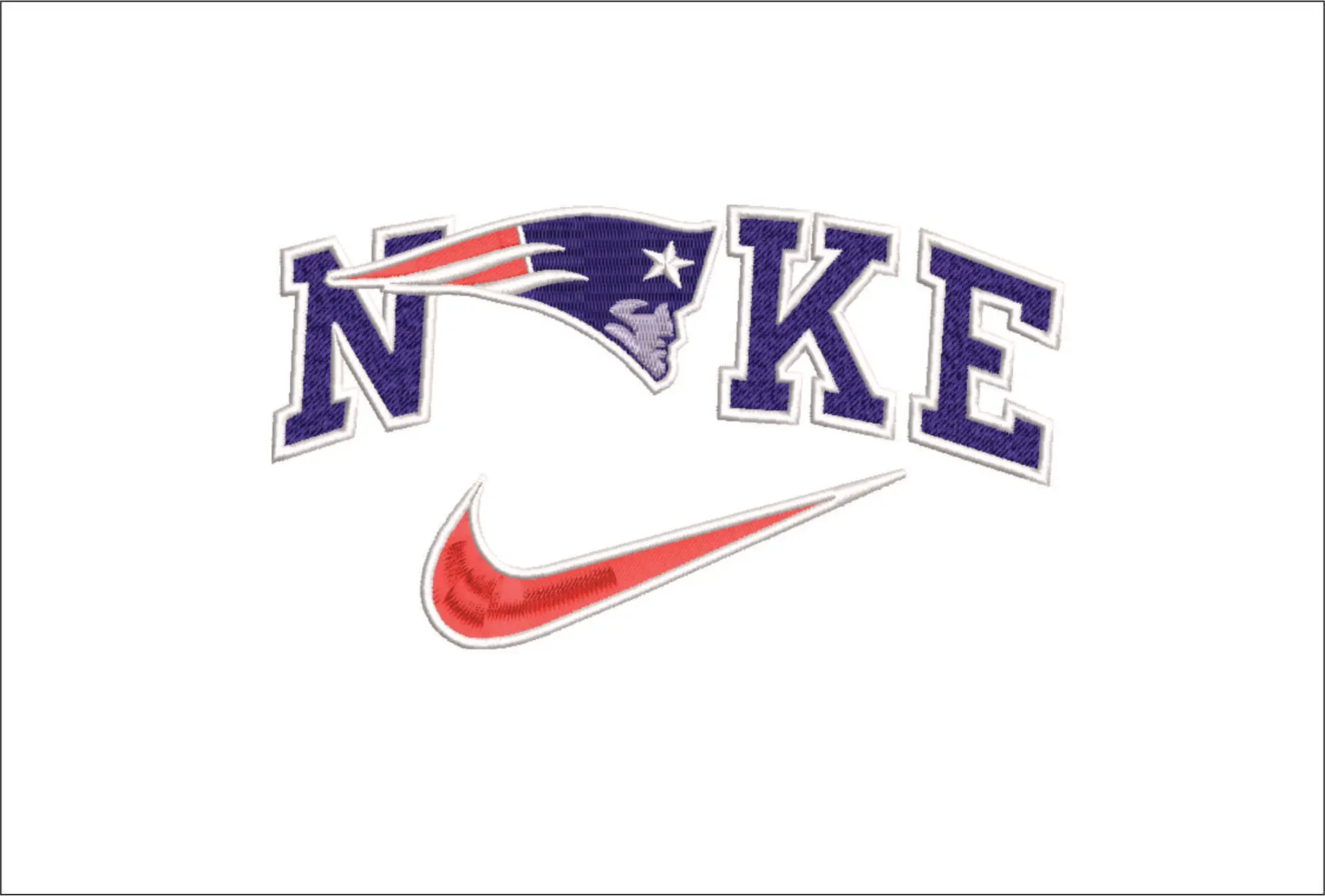 Nike Swoosh New England Patriots  - NFL embroidery design file - instant download