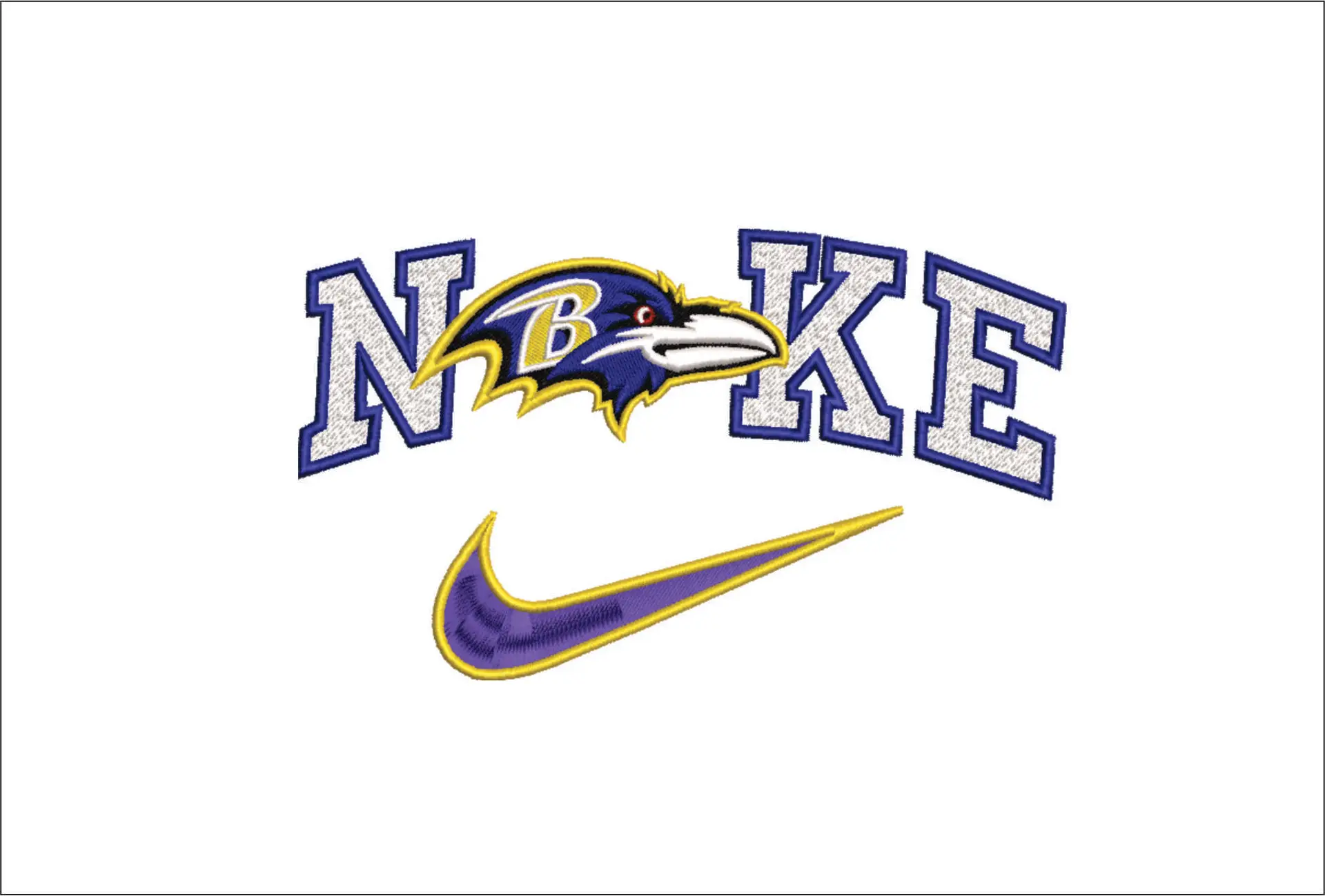 Nike Swoosh Baltimore Ravens  - NFL embroidery design file - instant download