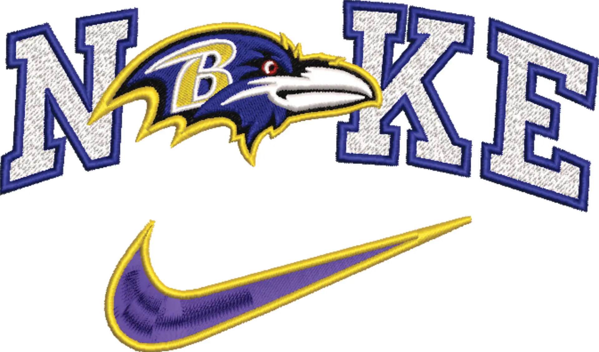 Nike Swoosh Baltimore Ravens  - NFL embroidery design file - instant download — view 4