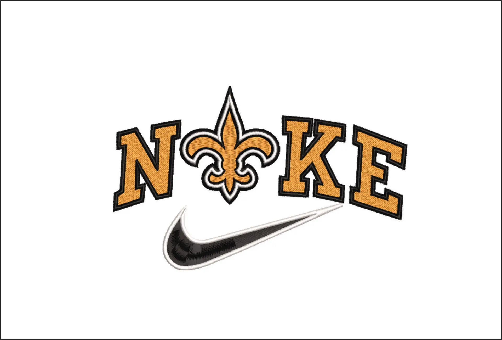 Nike Swoosh New Orleans Saints  - NFL embroidery design file - instant download