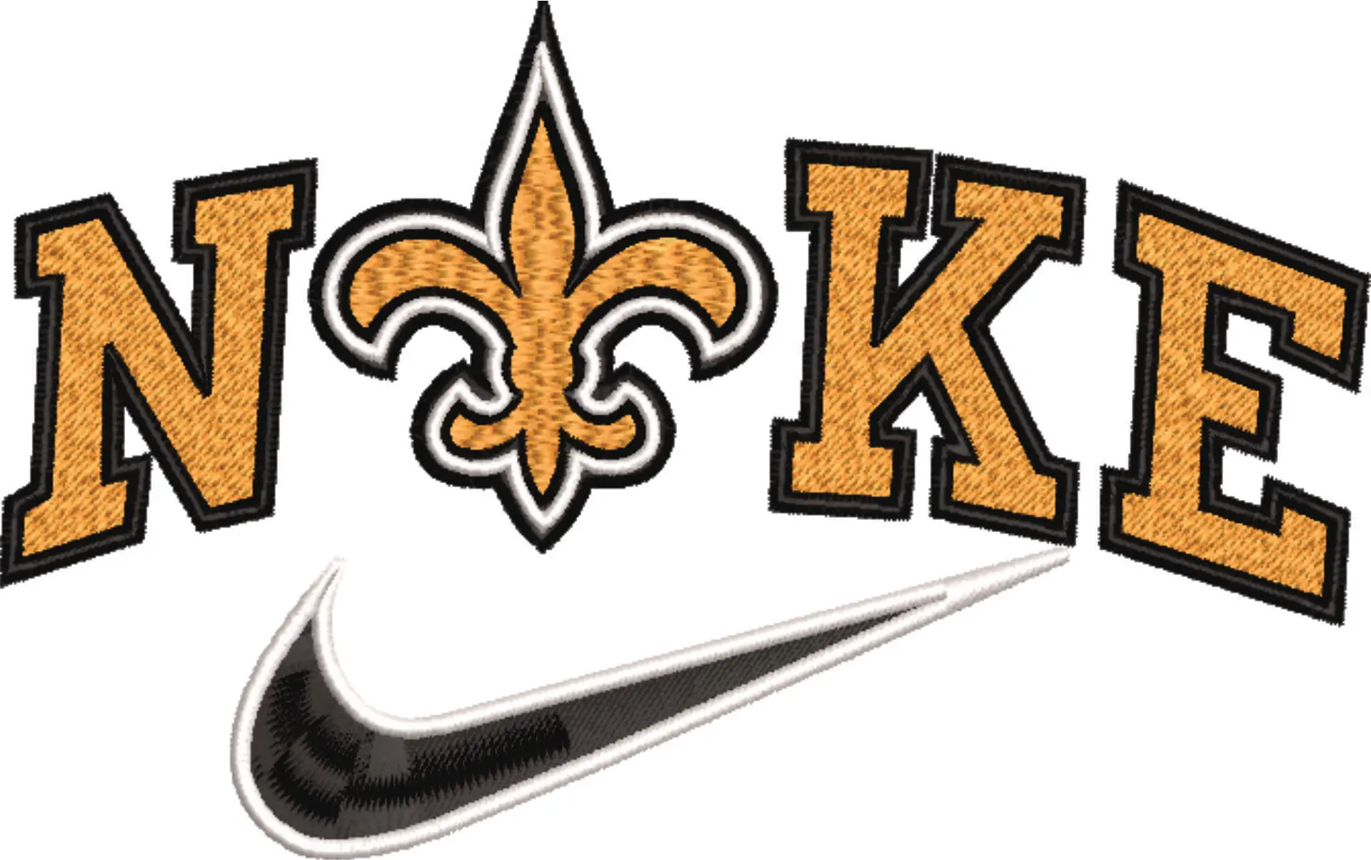 Nike Swoosh New Orleans Saints  - NFL embroidery design file - instant download — view 4