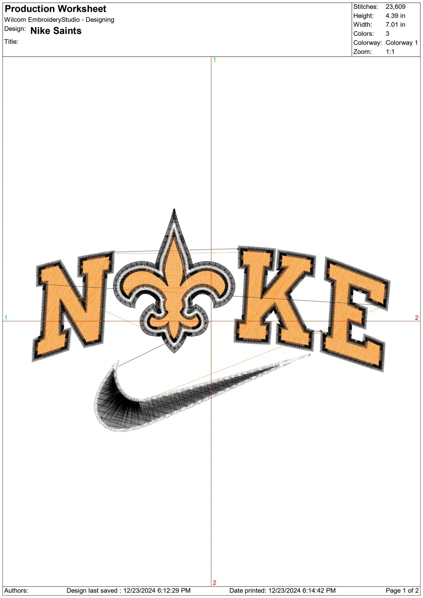 Nike Swoosh New Orleans Saints  - NFL embroidery design file - instant download — view 2