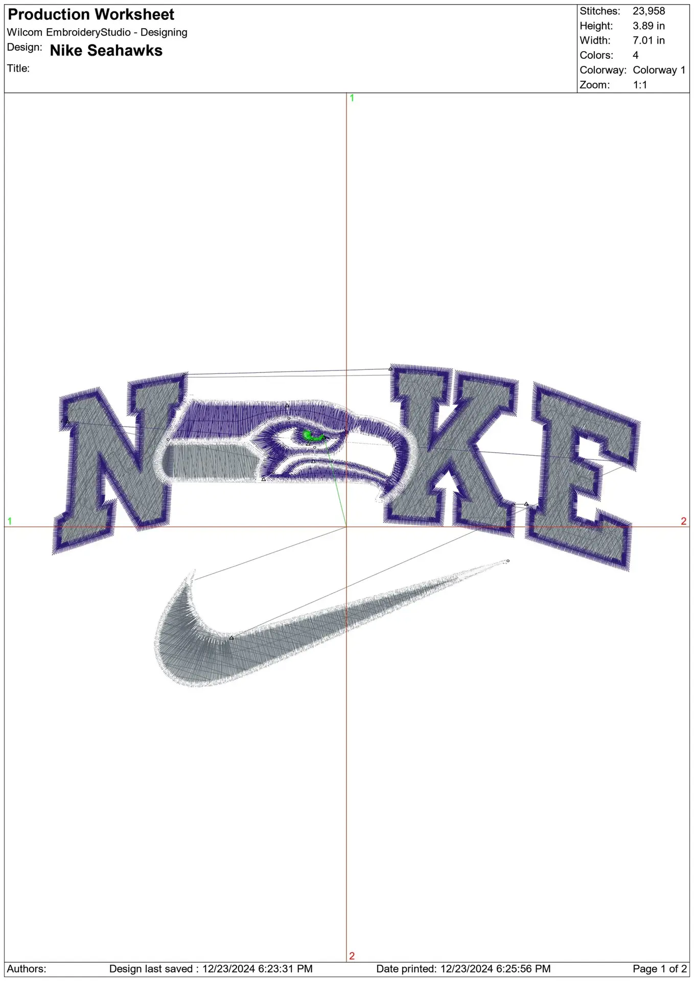 Nike Swoosh Seattle Seahawks  - NFL embroidery design file - instant download — view 2