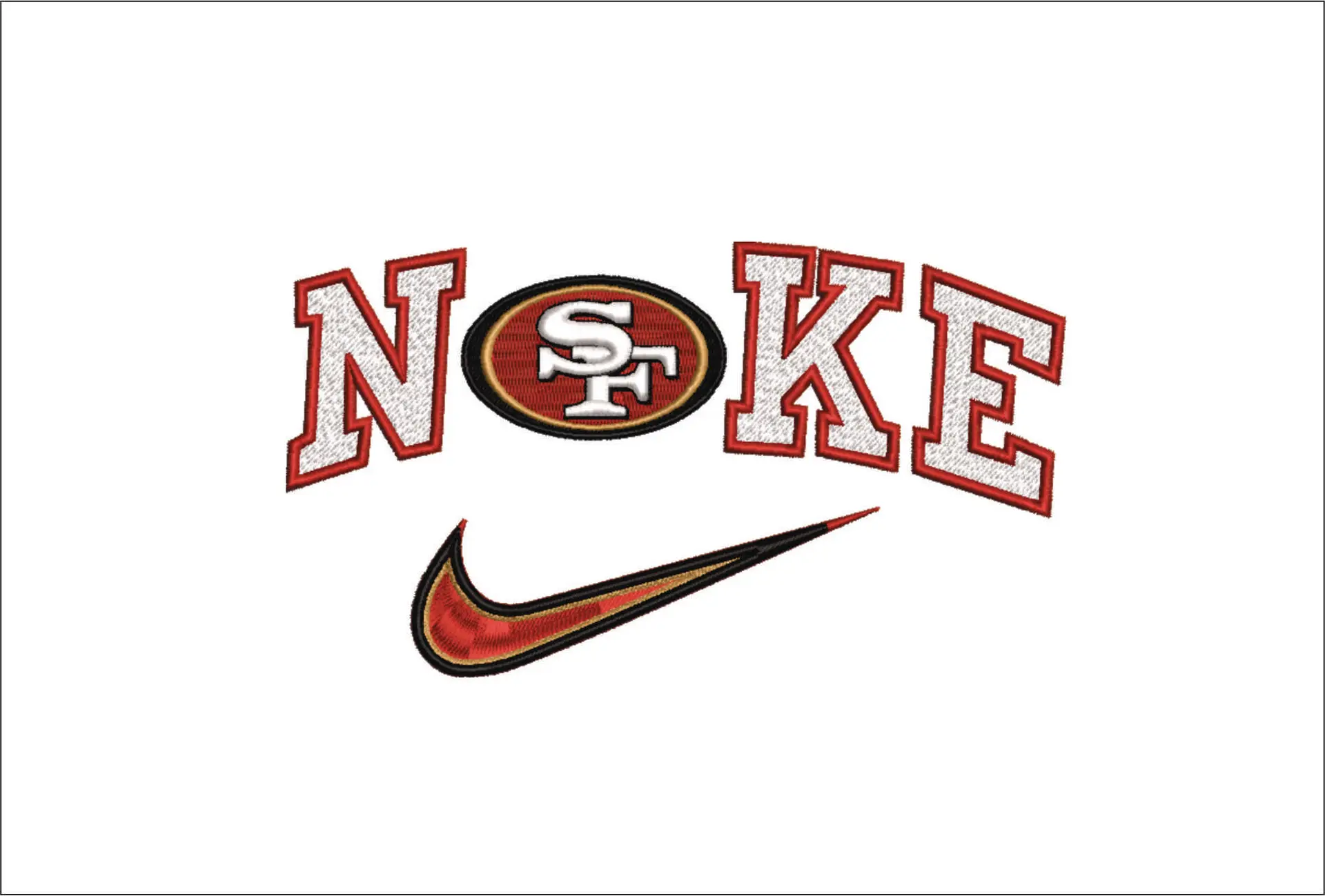 Nike Swoosh San Francisco 49 ers - NFL embroidery design file - instant download