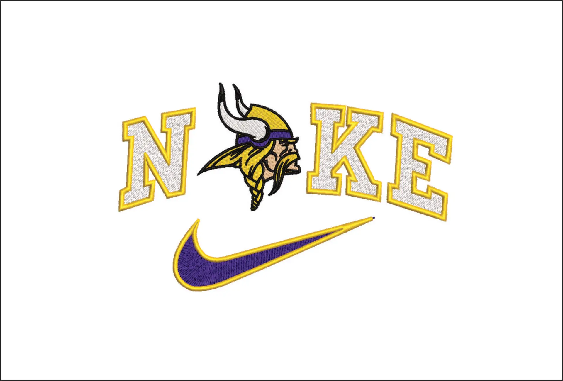 Nike Swoosh Minnesota Vikings  - NFL embroidery design file - instant download