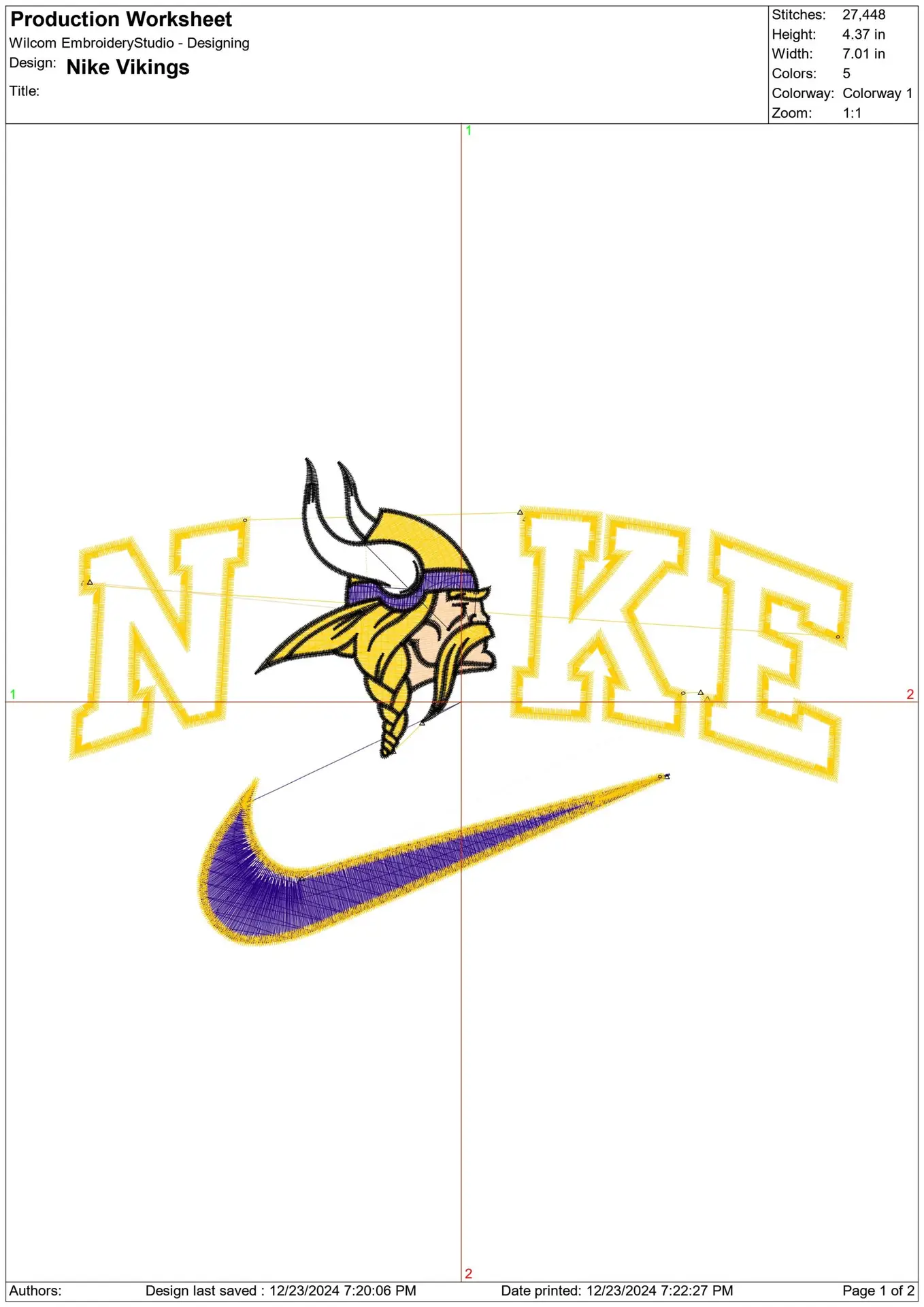 Nike Swoosh Minnesota Vikings  - NFL embroidery design file - instant download — view 2