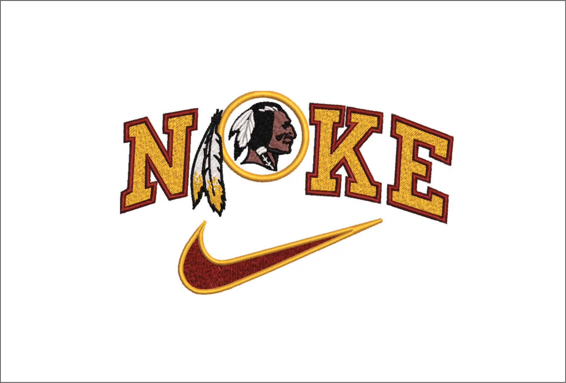 Nike Swoosh Washington Redskins - NFL embroidery design file - instant download