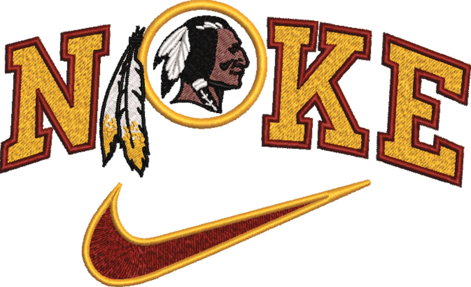 Nike Swoosh Washington Redskins - NFL embroidery design file - instant download — view 4