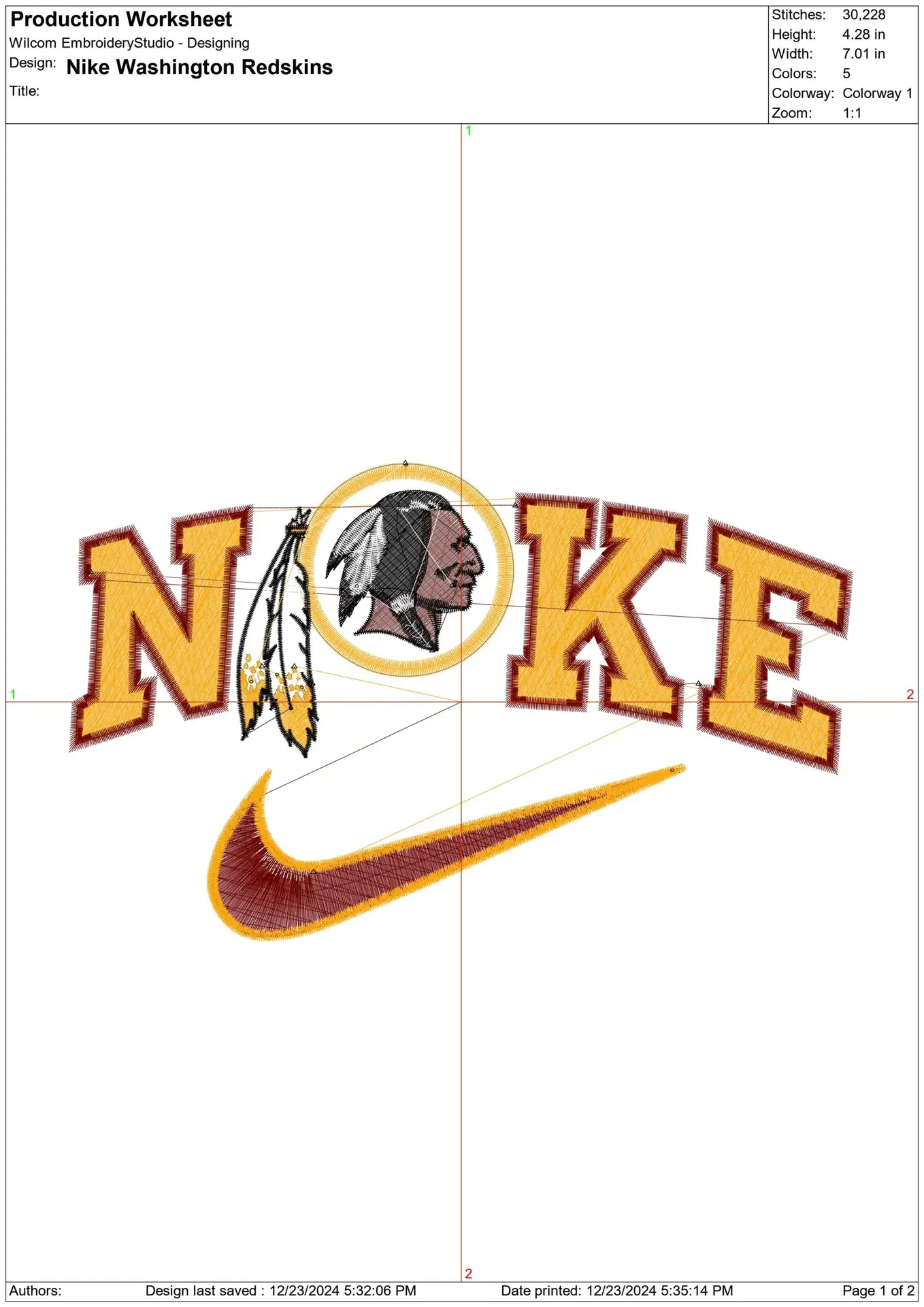 Nike Swoosh Washington Redskins - NFL embroidery design file - instant download — view 2