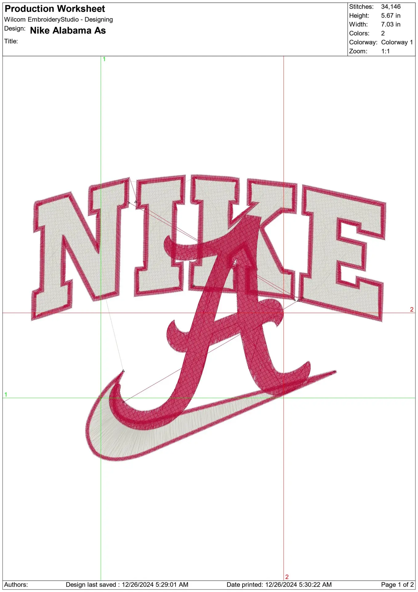 Nike Swoosh Alabama A's - NCAA embroidery design file - instant download — view 2