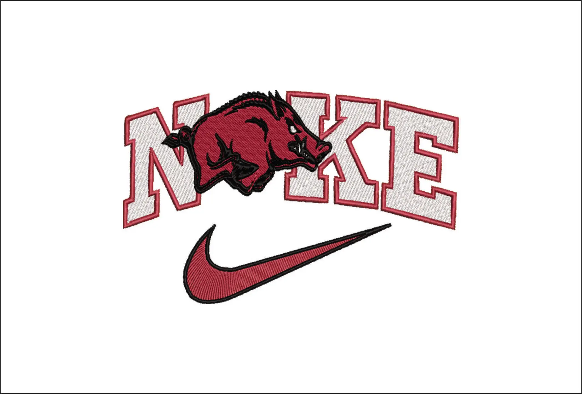 Nike Swoosh Arkansas Razorbacks - NCAA embroidery design file - instant download