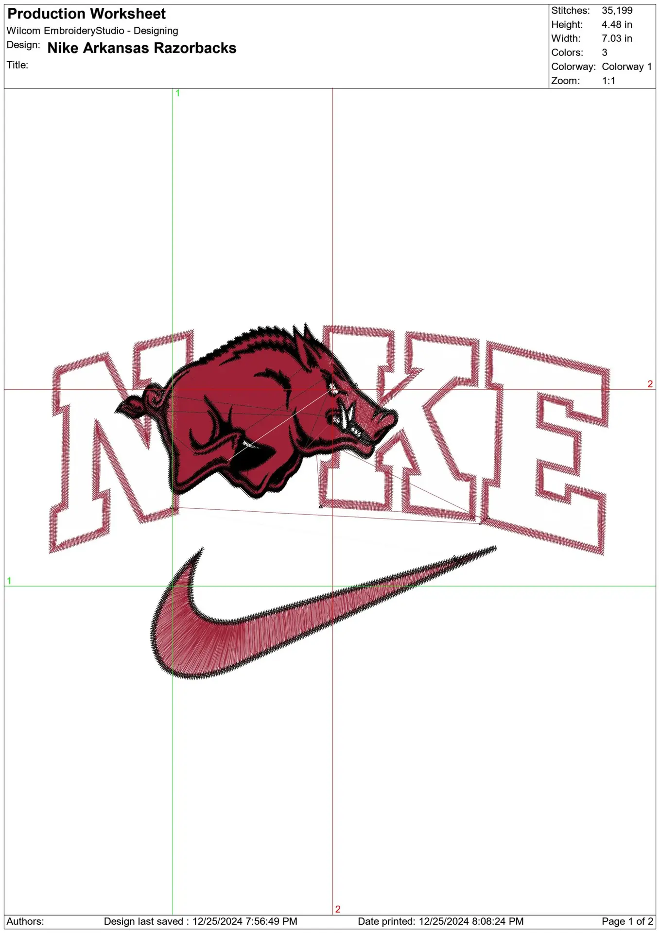 Nike Swoosh Arkansas Razorbacks - NCAA embroidery design file - instant download — view 2