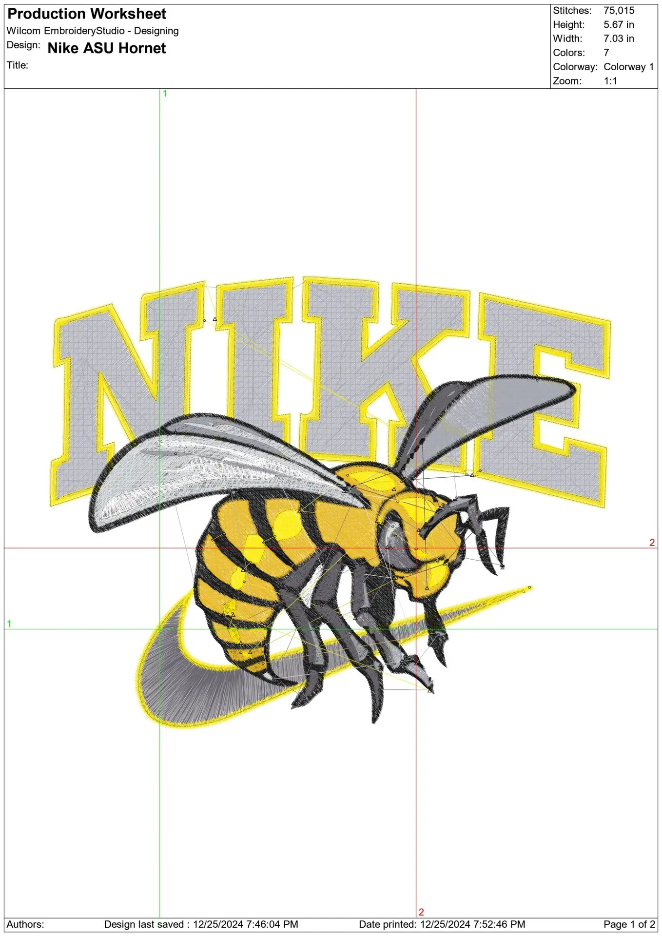 Nike Swoosh ASU Hornets - NCAA embroidery design file - instant download — view 2
