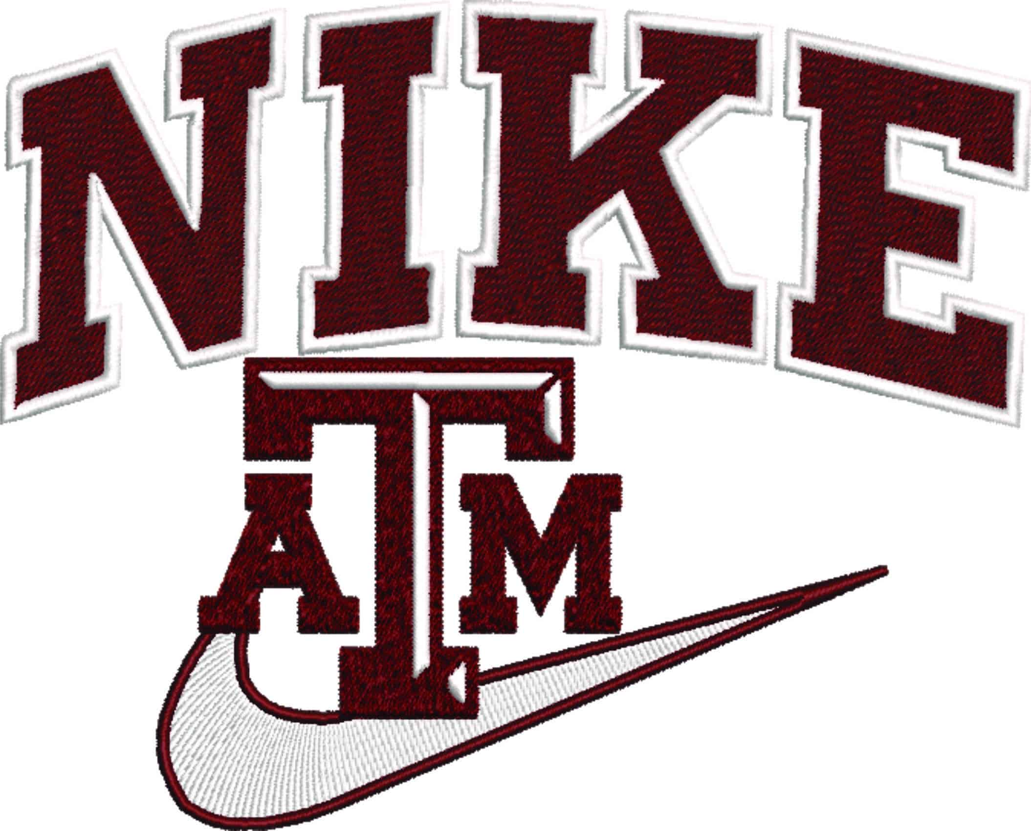 Nike Swoosh ATM Aggies - NCAA embroidery design file - instant download — view 4
