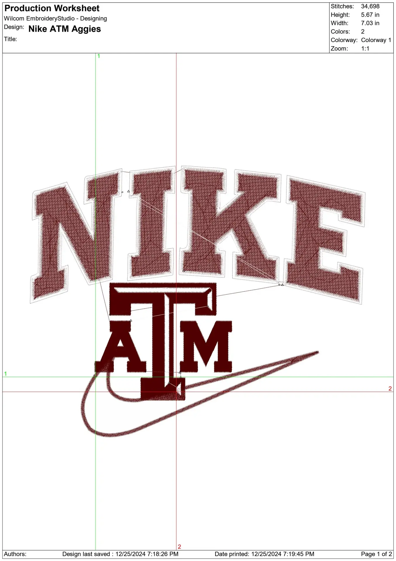 Nike Swoosh ATM Aggies - NCAA embroidery design file - instant download — view 2