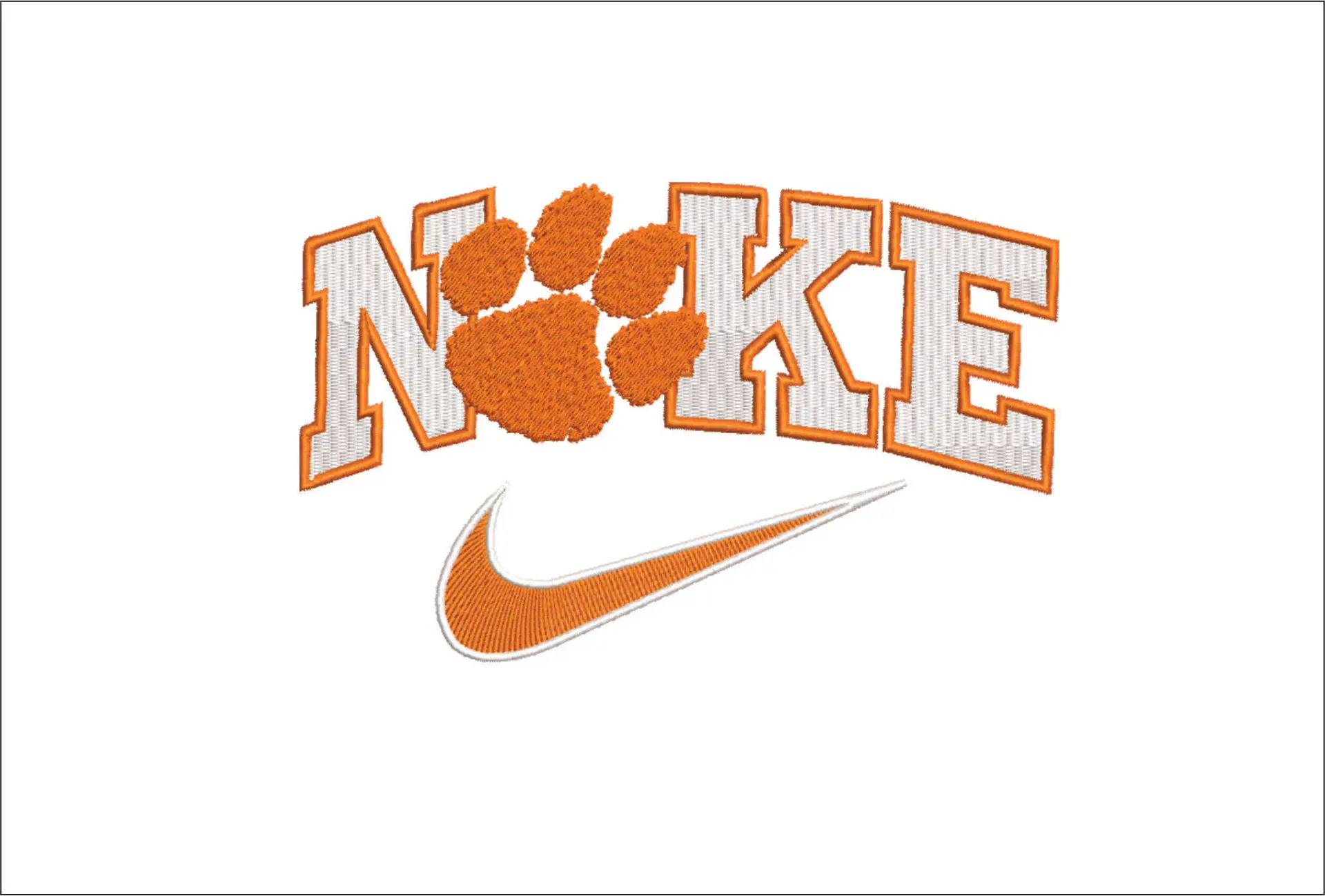 Nike Swoosh Clemson Paws - NCAA embroidery design file - instant download