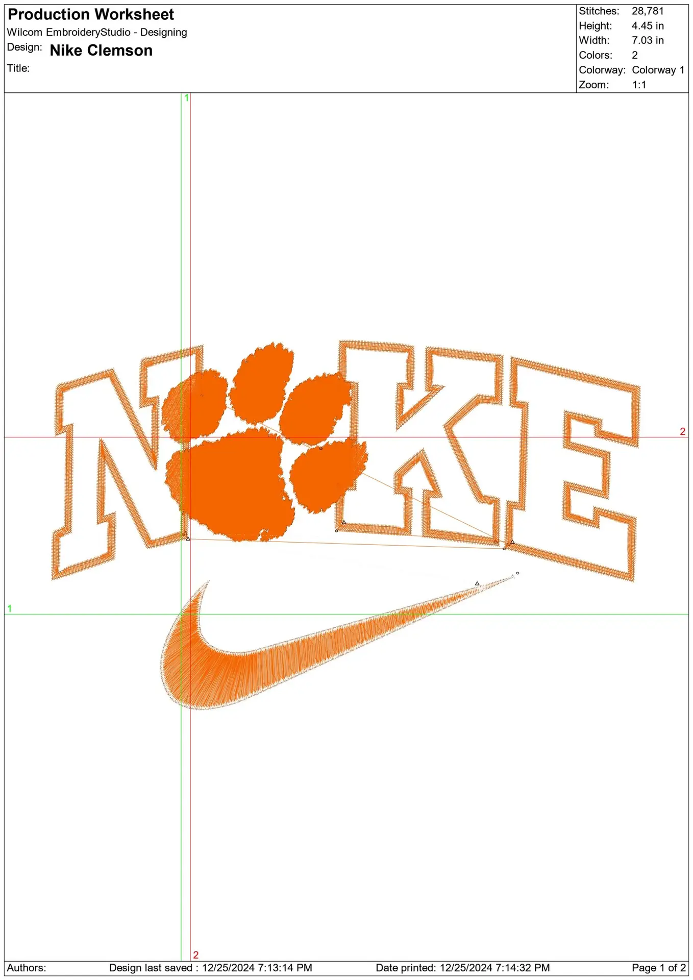 Nike Swoosh Clemson Paws - NCAA embroidery design file - instant download — view 2
