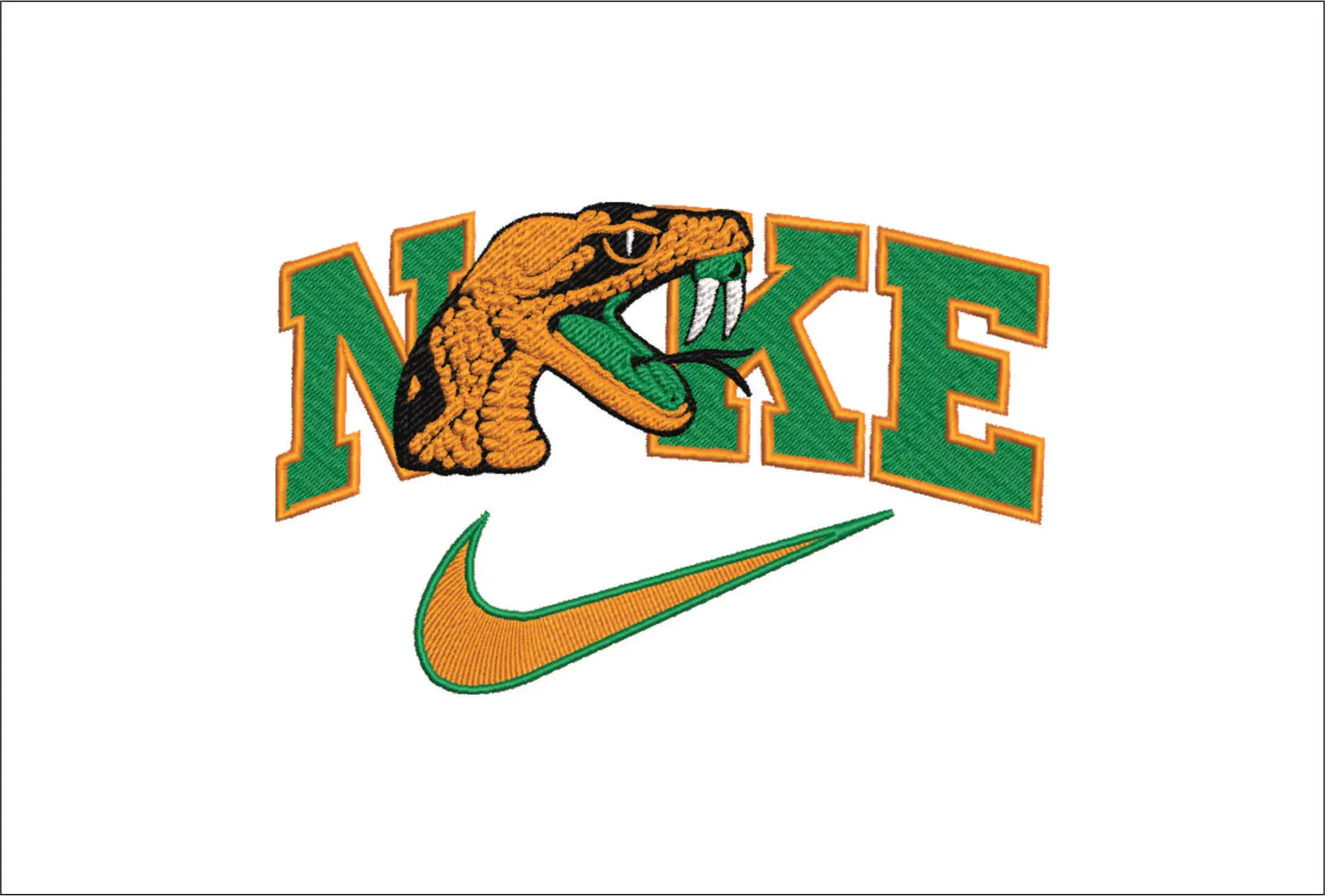Nike Swoosh Florida AM Rattlers - NCAA embroidery design file - instant download