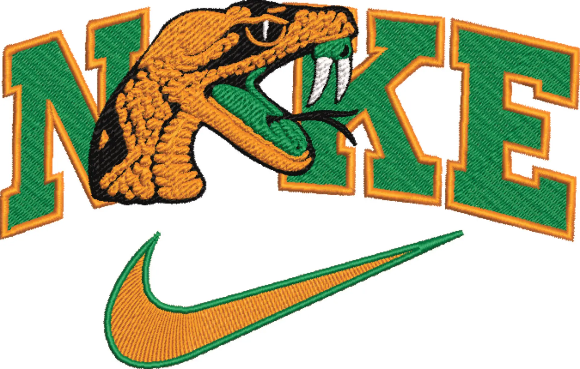 Nike Swoosh Florida AM Rattlers - NCAA embroidery design file - instant download — view 4