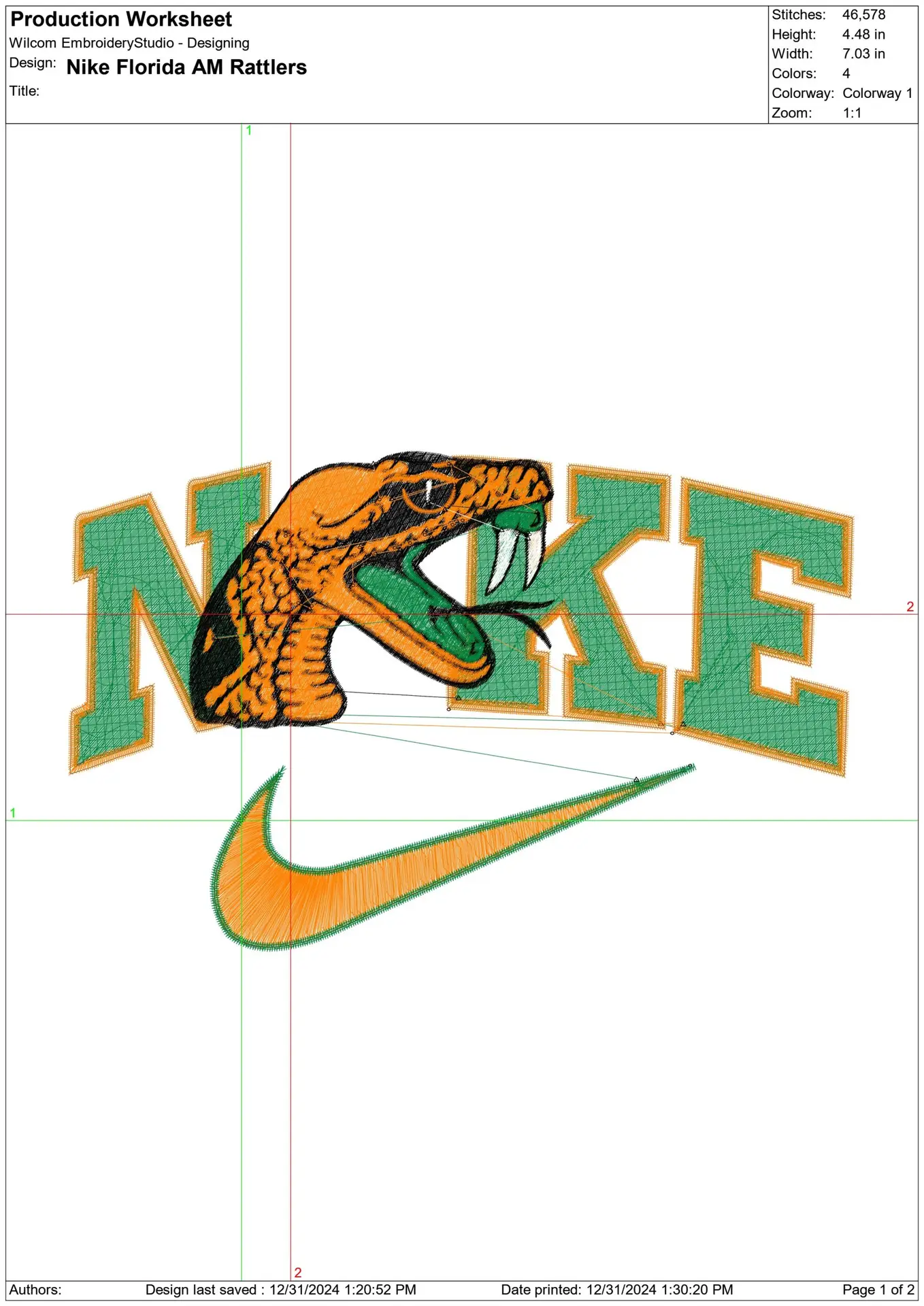 Nike Swoosh Florida AM Rattlers - NCAA embroidery design file - instant download — view 3