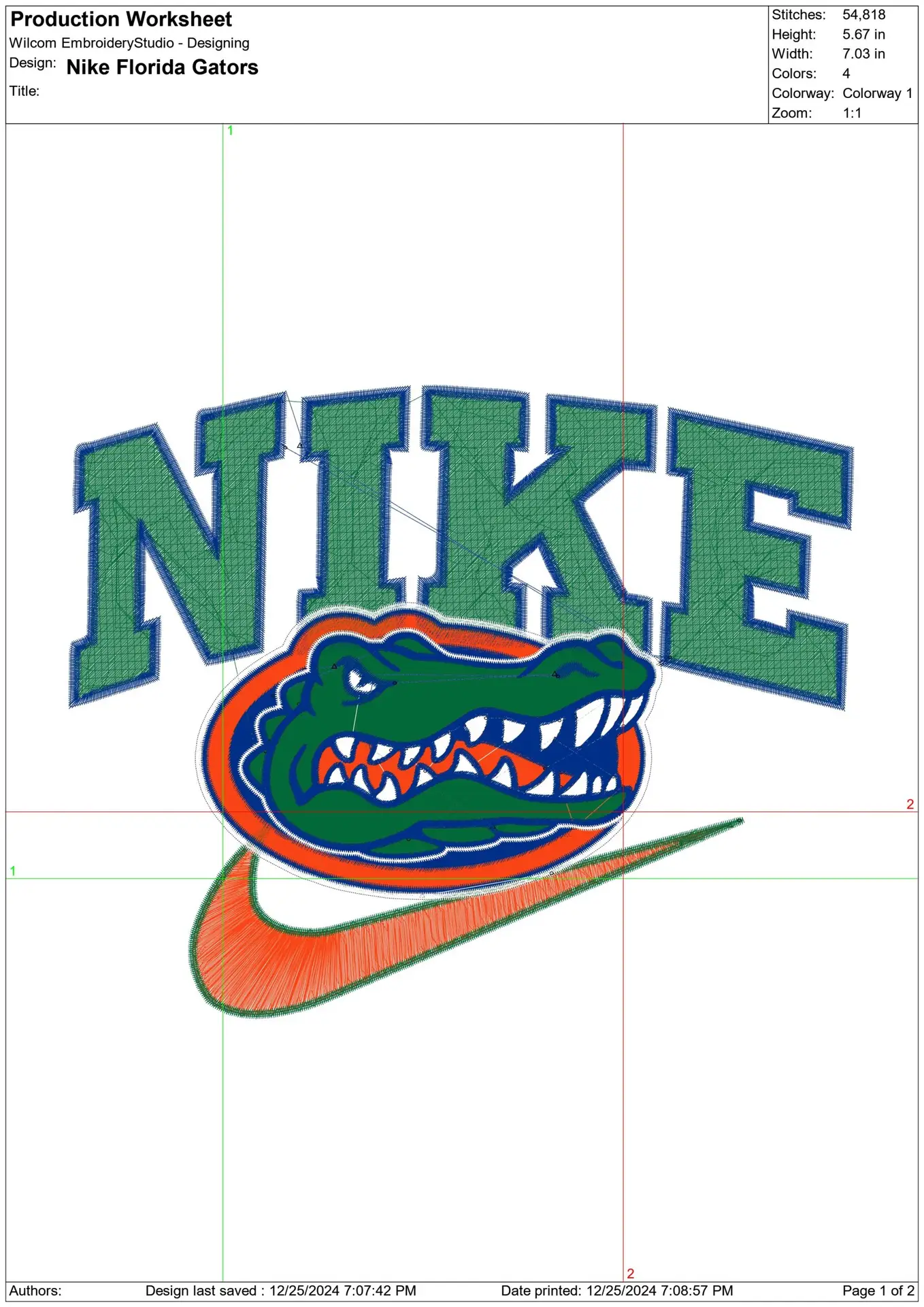 Nike Swoosh Florida Gators - NCAA embroidery design file - instant download — view 2