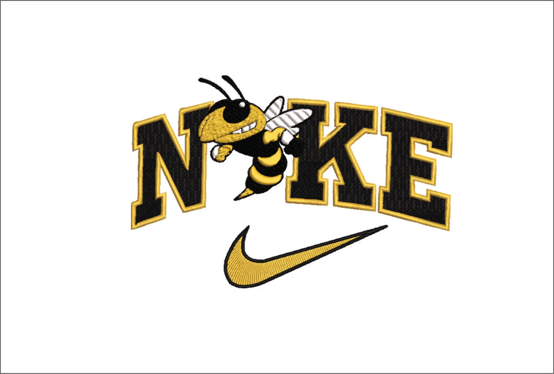 Nike Swoosh Georgia Tech Yellow Jackets - Bulldogs - NCAA embroidery design file - instant download