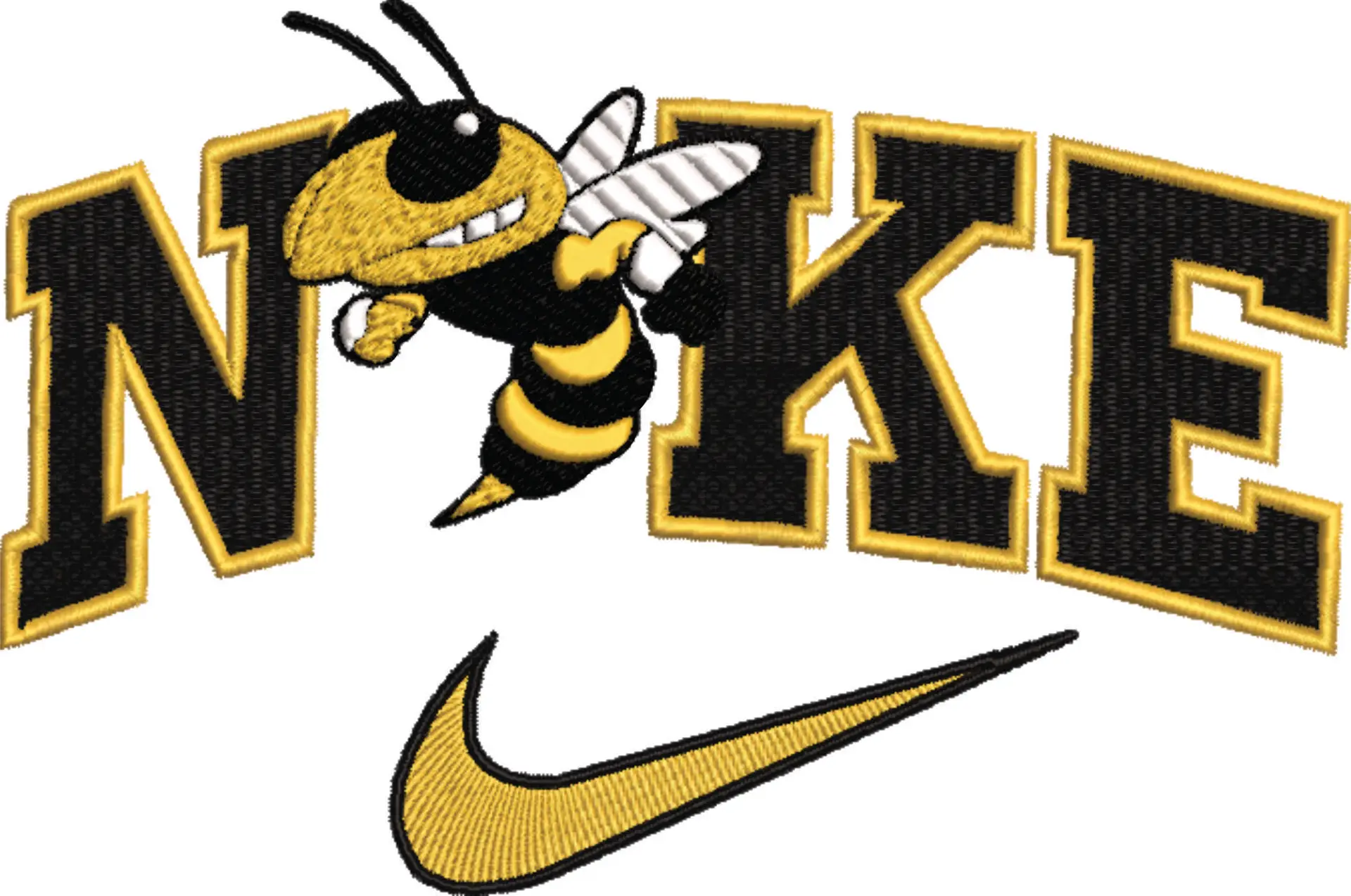 Nike Swoosh Georgia Tech Yellow Jackets - Bulldogs - NCAA embroidery design file - instant download — view 4