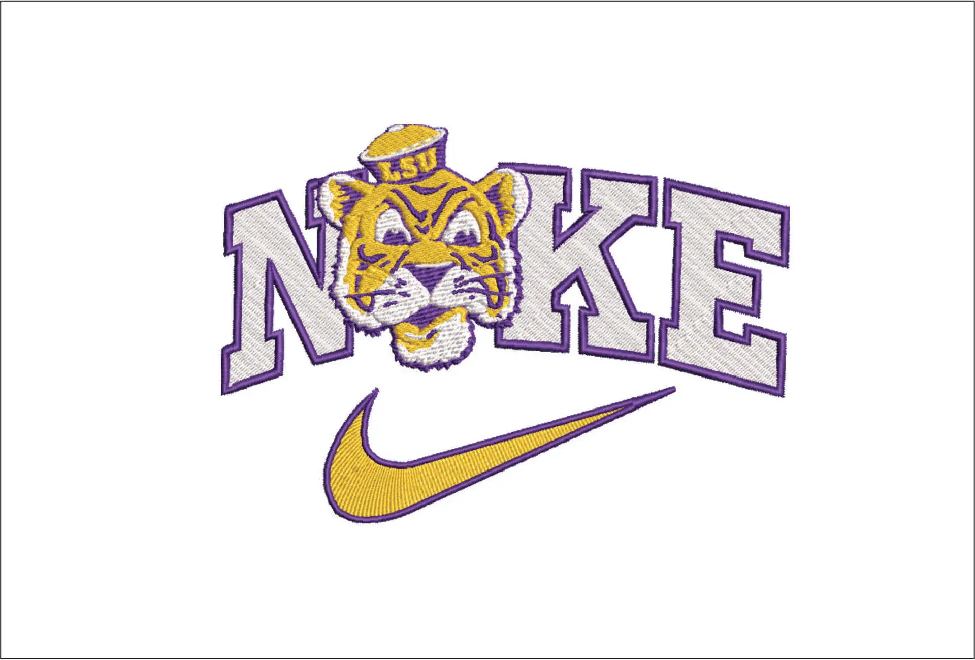 Nike Swoosh Louisiana State - LSU Tiger 1955 - NCAA embroidery design file - instant download