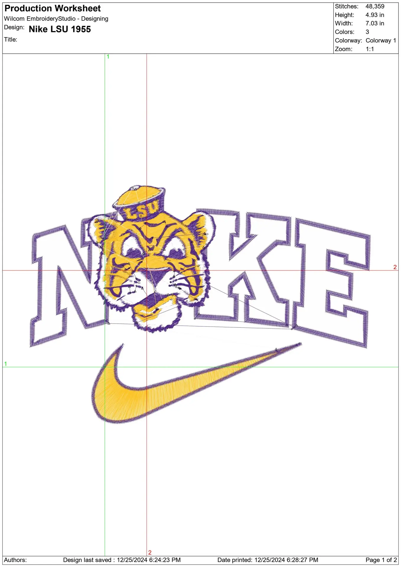 Nike Swoosh Louisiana State - LSU Tiger 1955 - NCAA embroidery design file - instant download — view 2