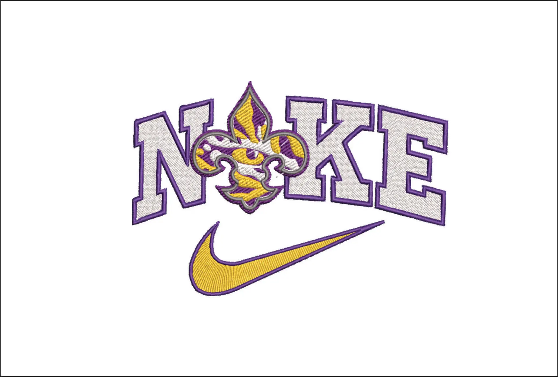 Nike Swoosh Louisiana State - LSU Fleur Tiger Eye - NCAA embroidery design file - instant download