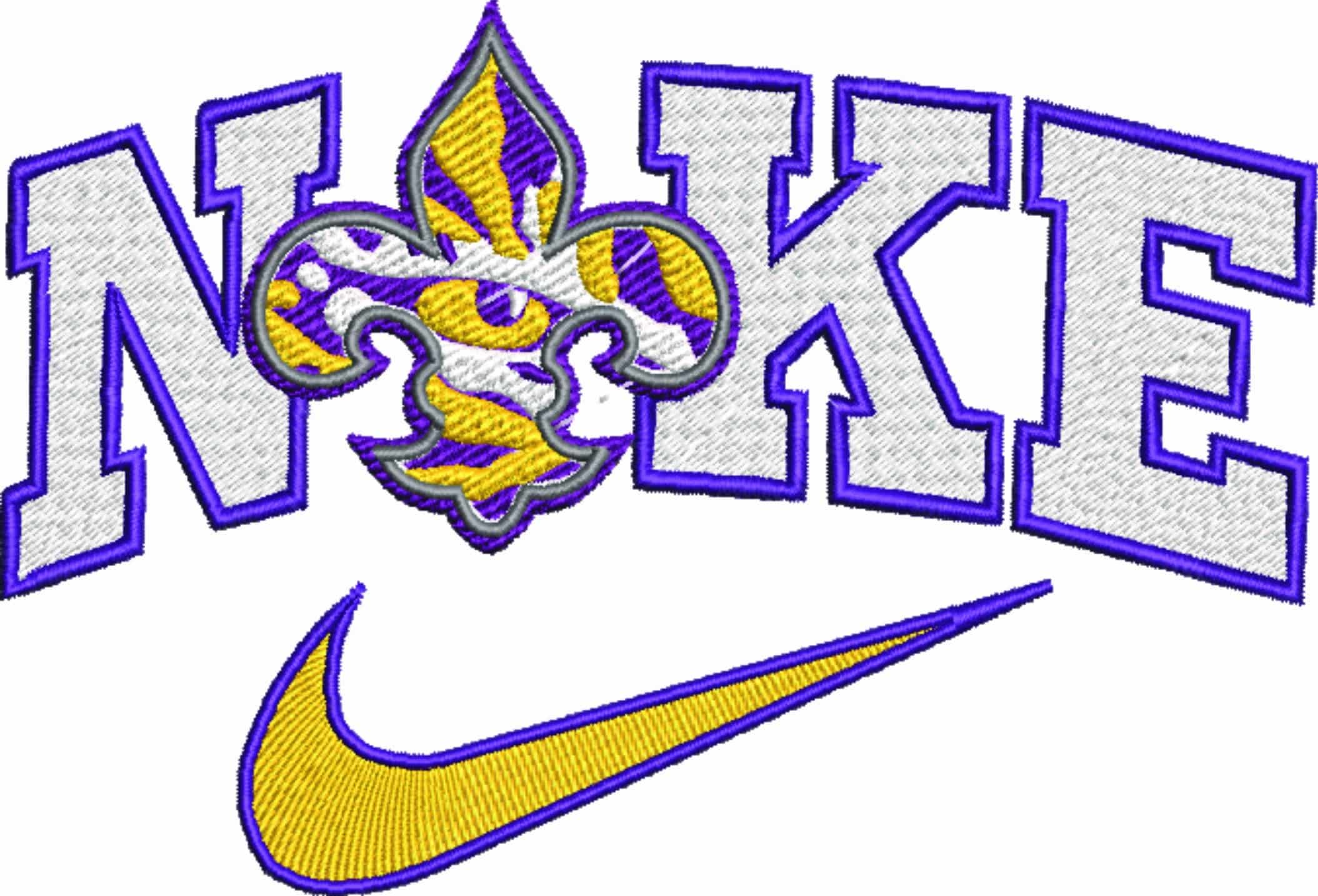 Nike Swoosh Louisiana State - LSU Fleur Tiger Eye - NCAA embroidery design file - instant download — view 4