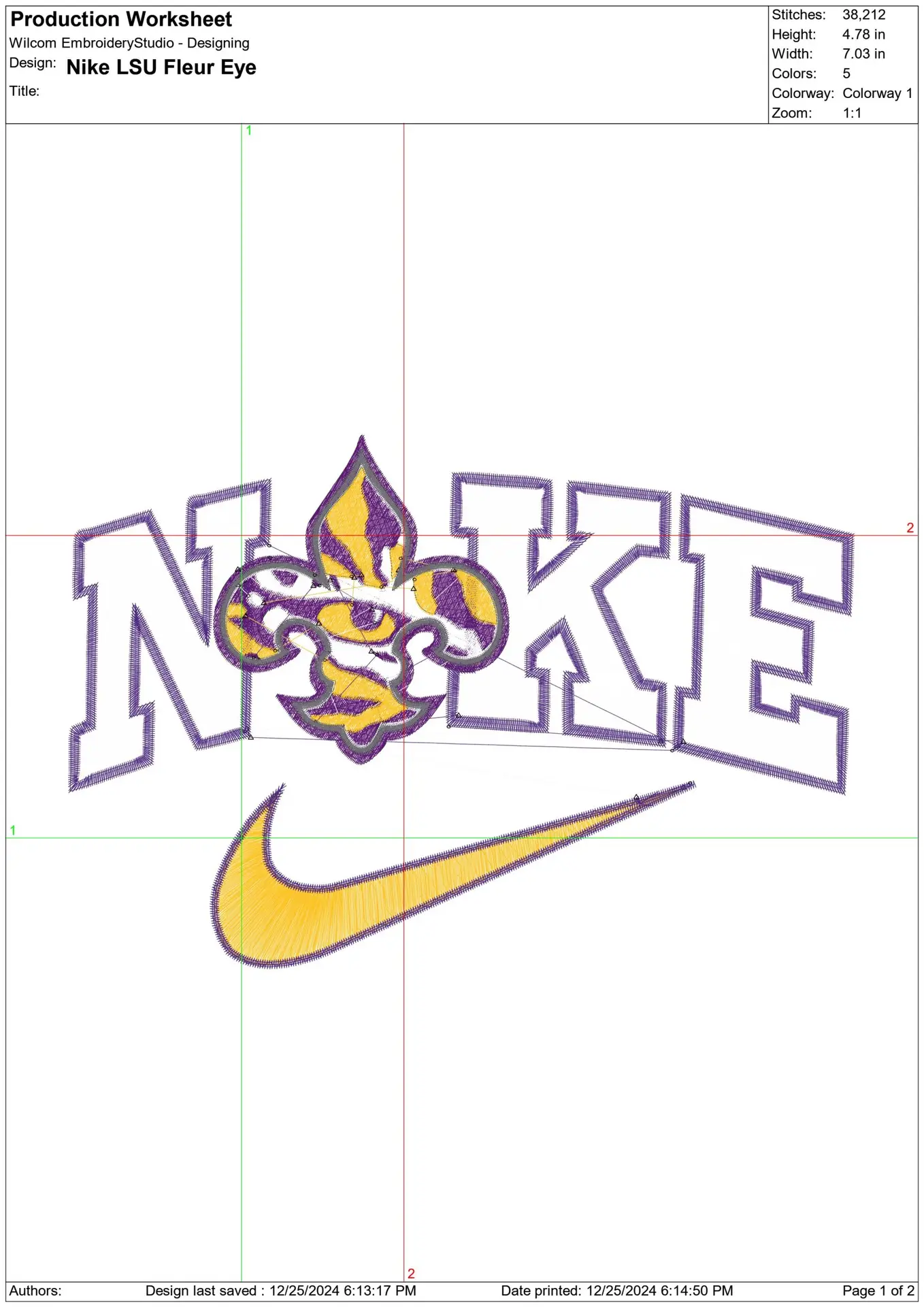 Nike Swoosh Louisiana State - LSU Fleur Tiger Eye - NCAA embroidery design file - instant download — view 2