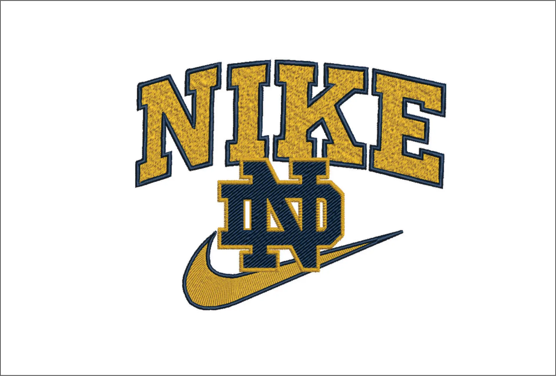 Nike Swoosh Notre Dame - NCAA embroidery design file - instant download