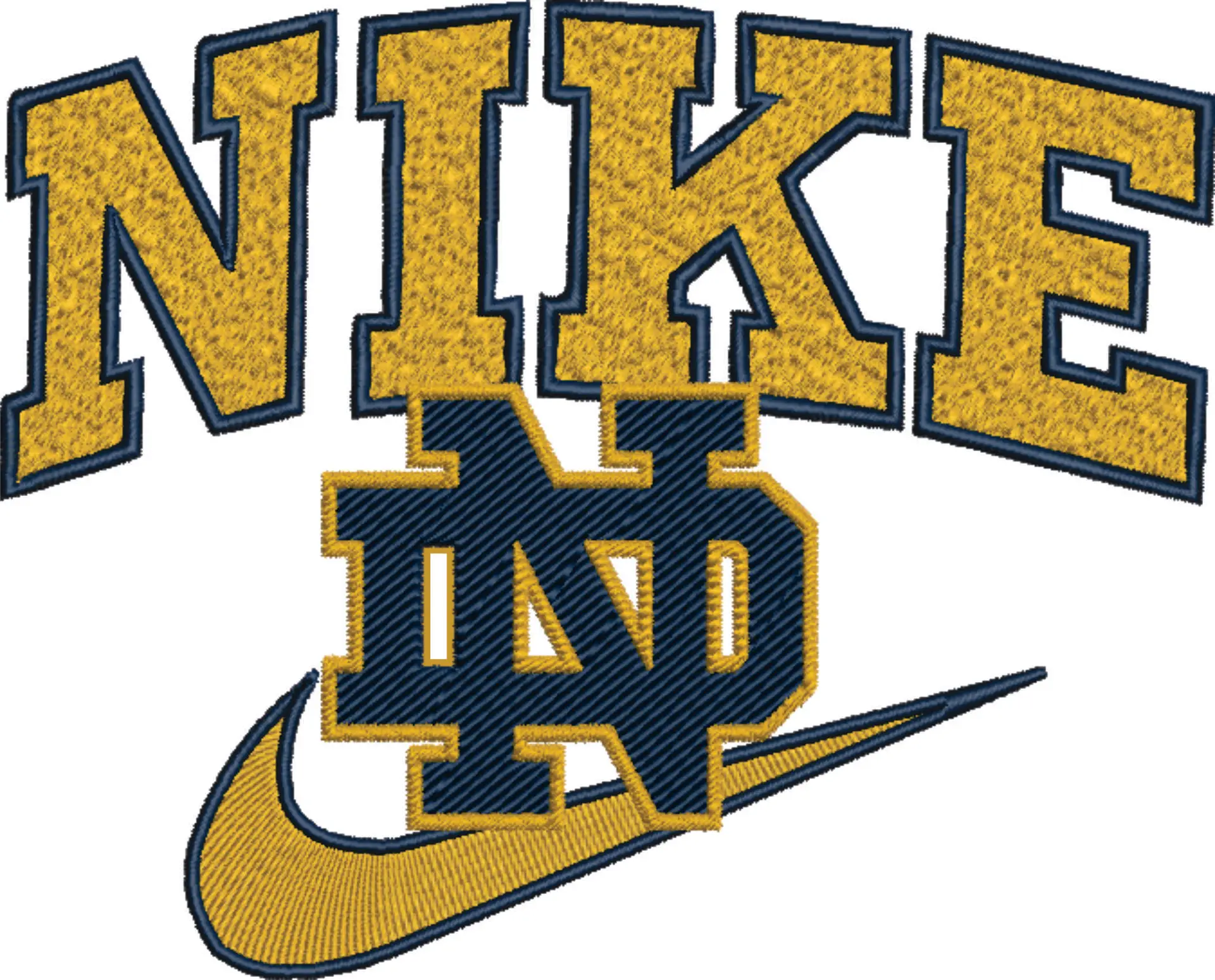 Nike Swoosh Notre Dame - NCAA embroidery design file - instant download — view 2