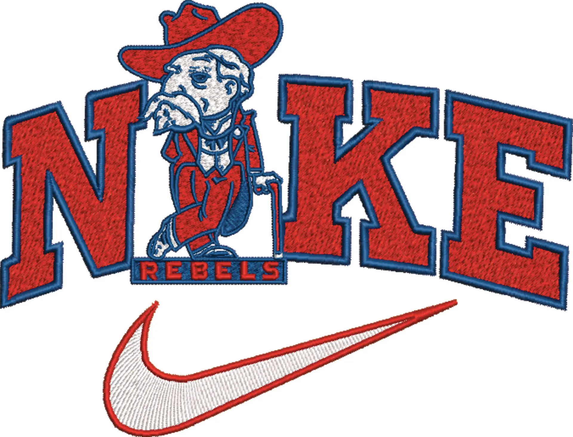 Nike Swoosh Ole Miss Rebel - NCAA embroidery design file - instant download — view 4