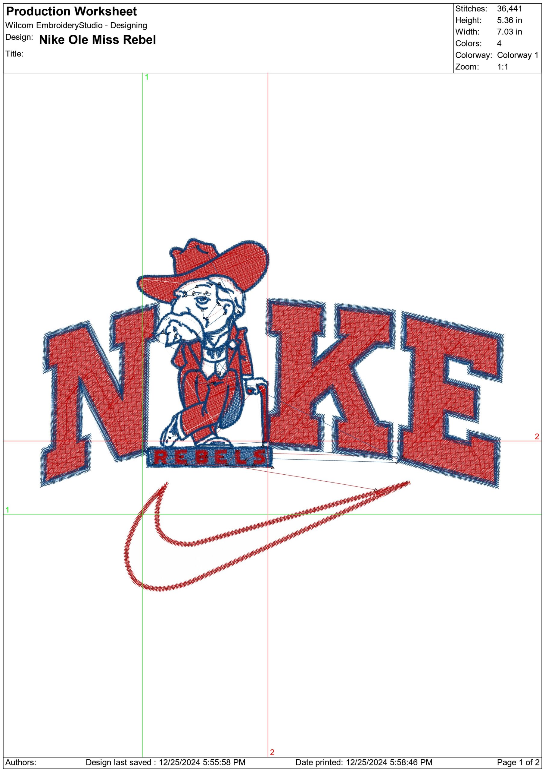 Nike Swoosh Ole Miss Rebel - NCAA embroidery design file - instant download — view 2