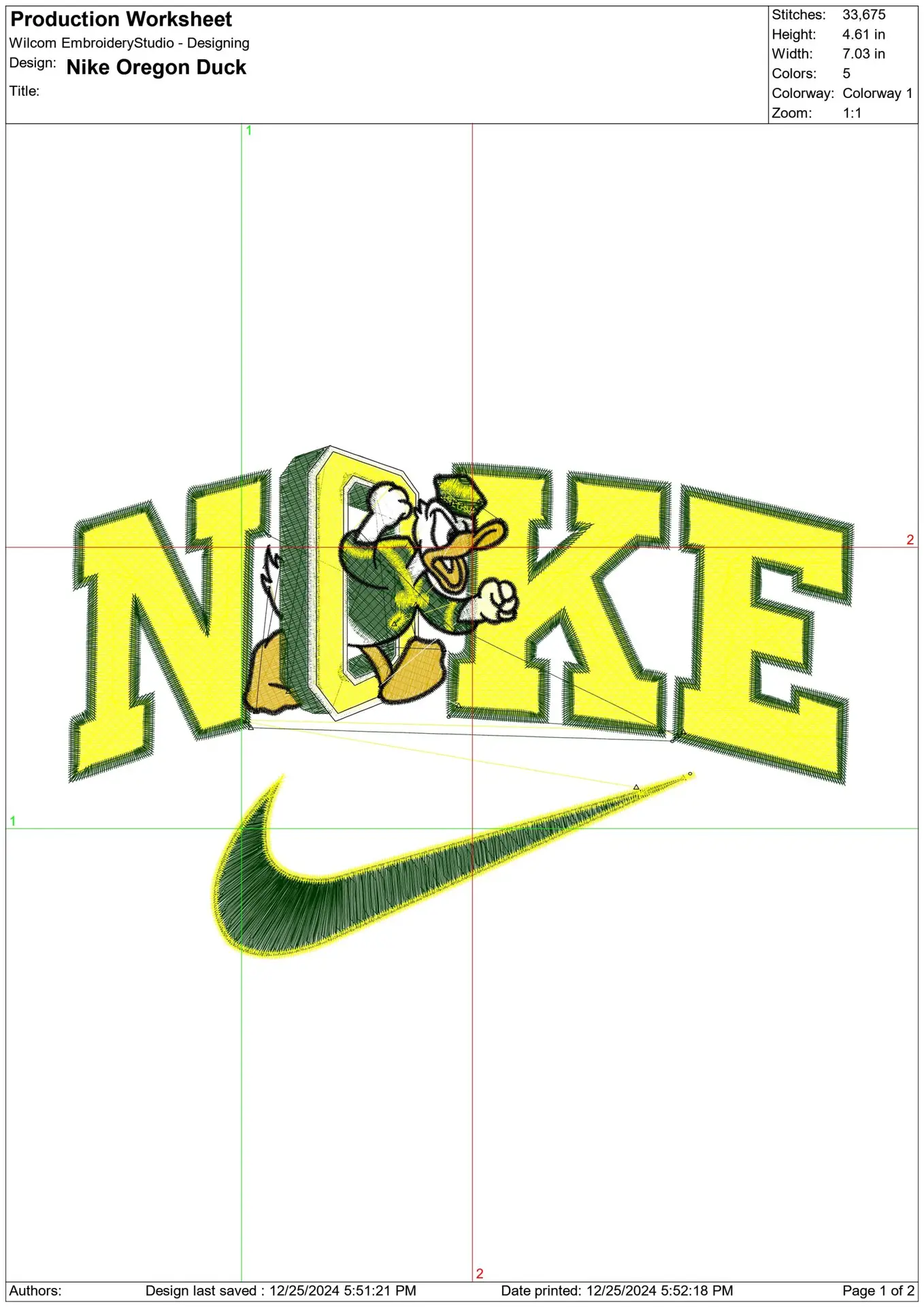 Nike Swoosh Oregon Ducks 1976 - NCAA embroidery design file - instant download — view 2