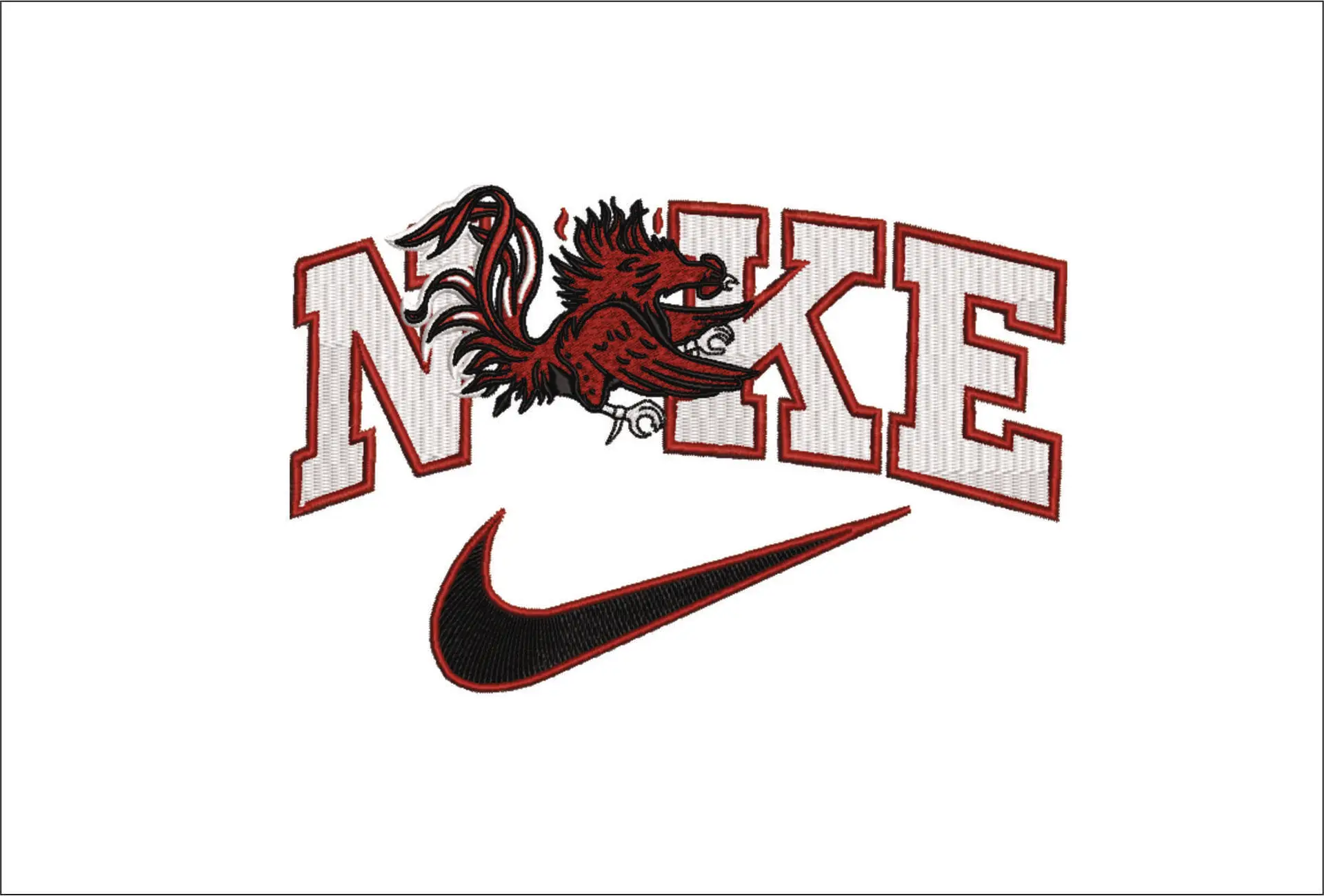 Nike Swoosh South Carolina Gamecocks - NCAA embroidery design file - instant download