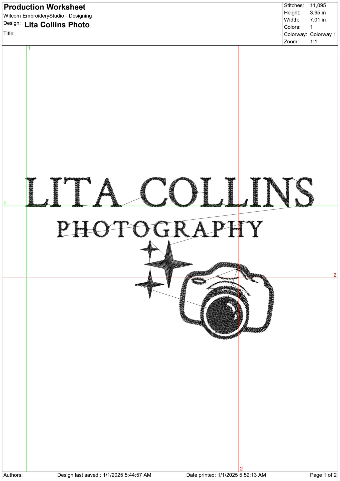 Lita Collins Logo Embroidery design file - instant download — view 2