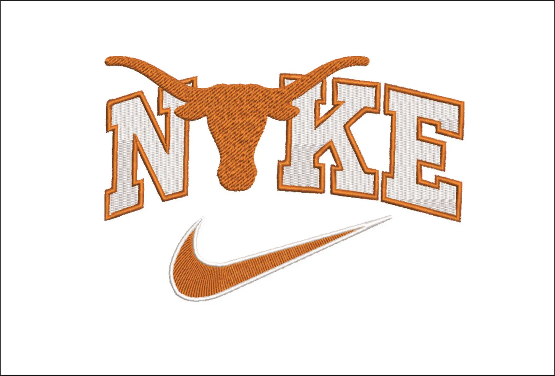 Nike Swoosh Texas Longhorn - NCAA embroidery design file - instant download