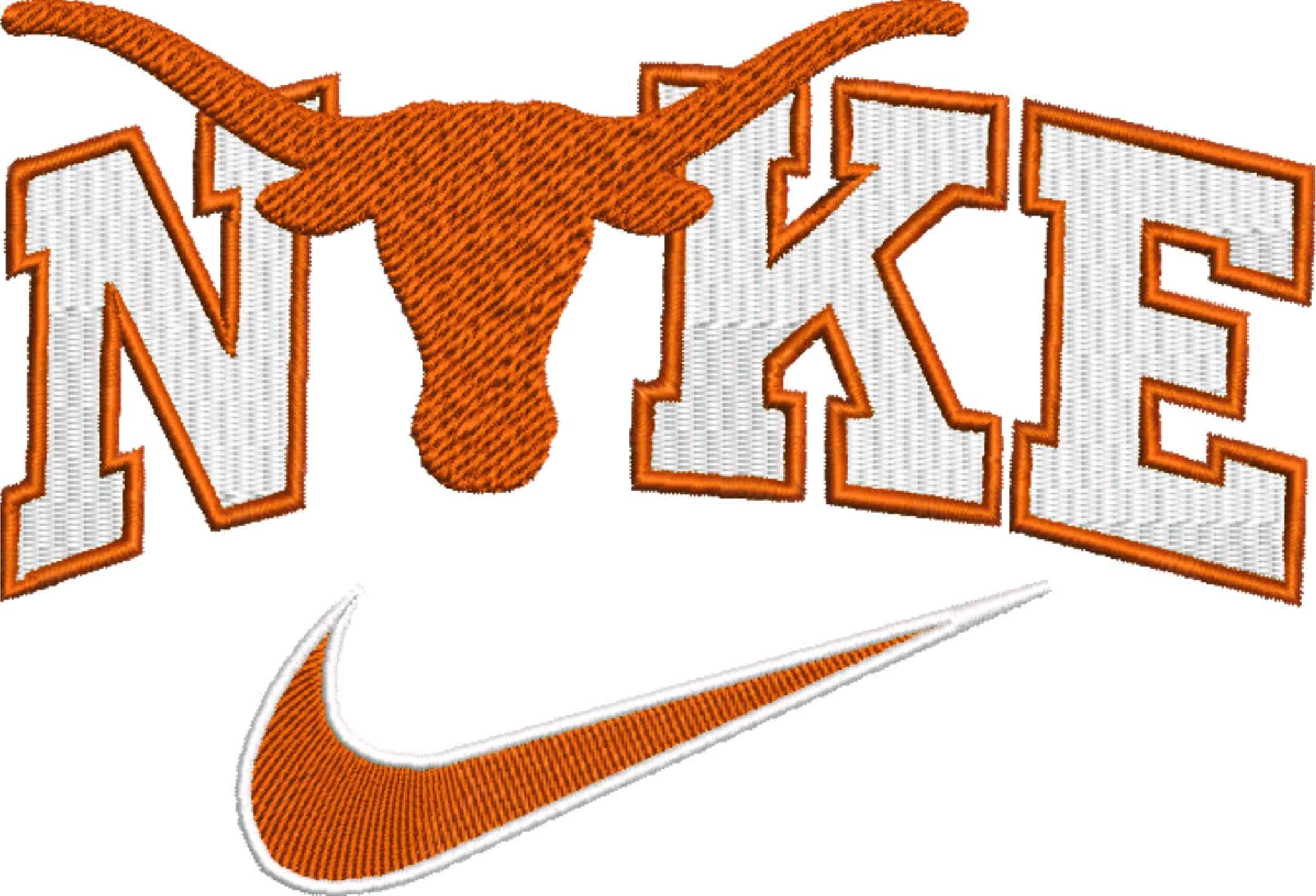 Nike Swoosh Texas Longhorn - NCAA embroidery design file - instant download — view 4
