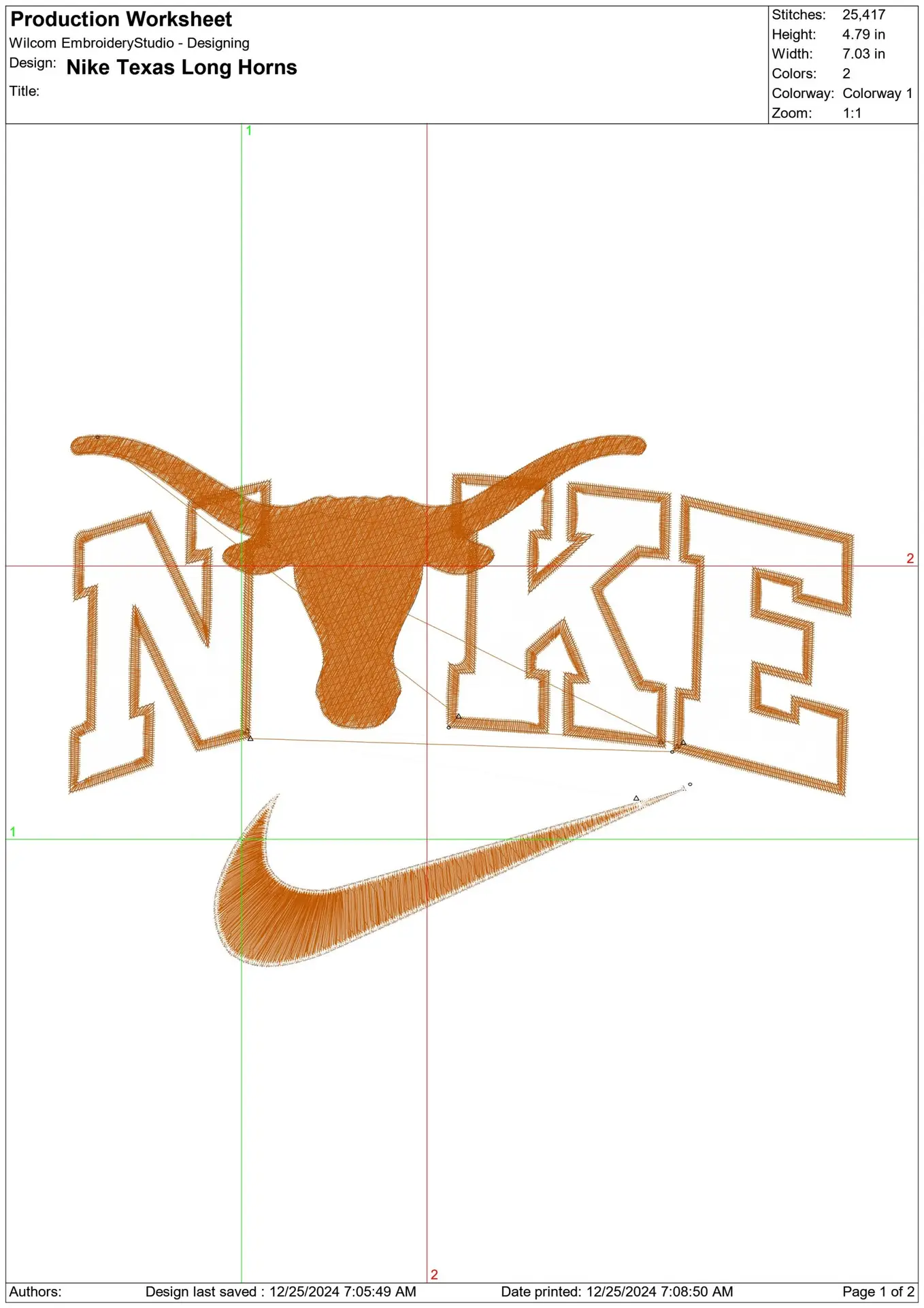 Nike Swoosh Texas Longhorn - NCAA embroidery design file - instant download — view 2
