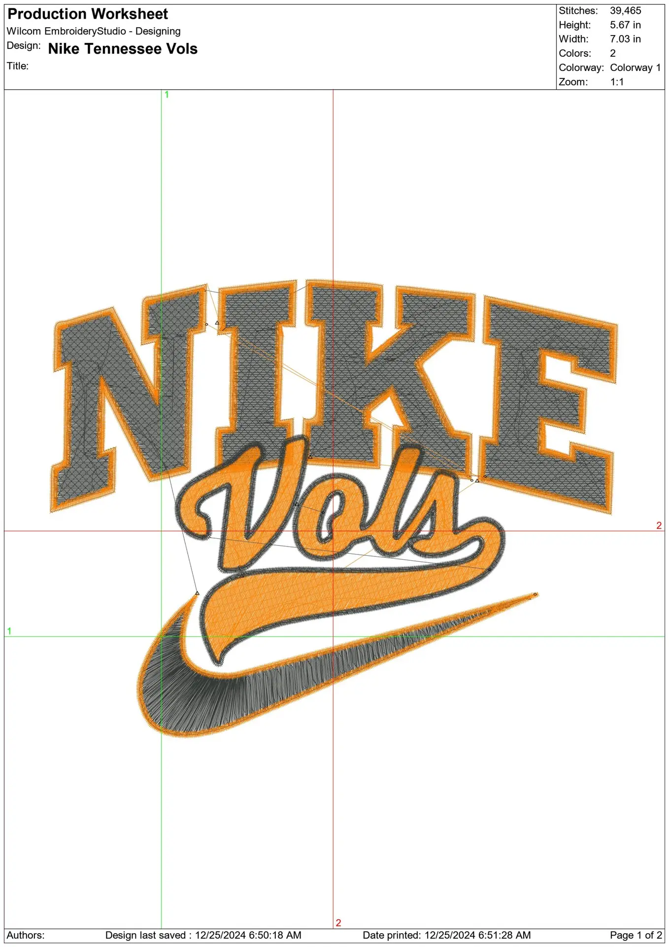 Nike Swoosh Tennessee Volunteers - Vols - NCAA embroidery design file - instant download — view 2