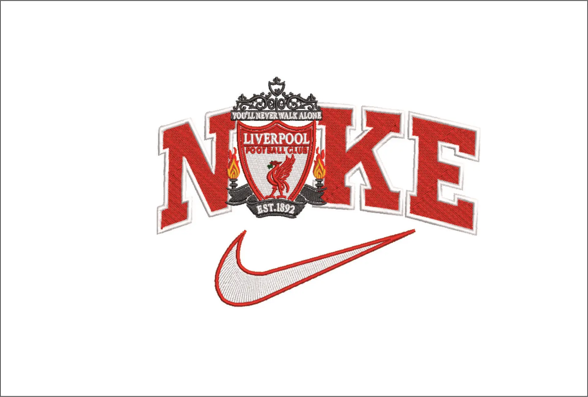 Nike Swoosh Liverpool Football Club - Anfield - Premier League embroidery design file - instant download